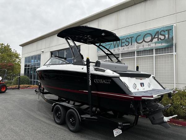 2025 Cobalt R4 boat on trailer at West Coast Boat Center.