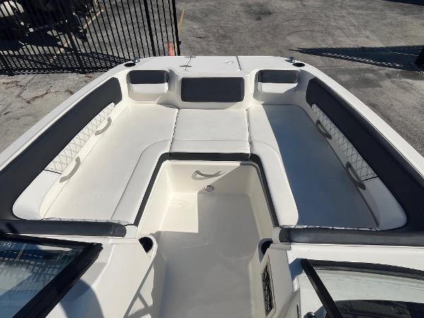 2021 Bayliner DX 2200 boat interior with spacious seating and sleek design.