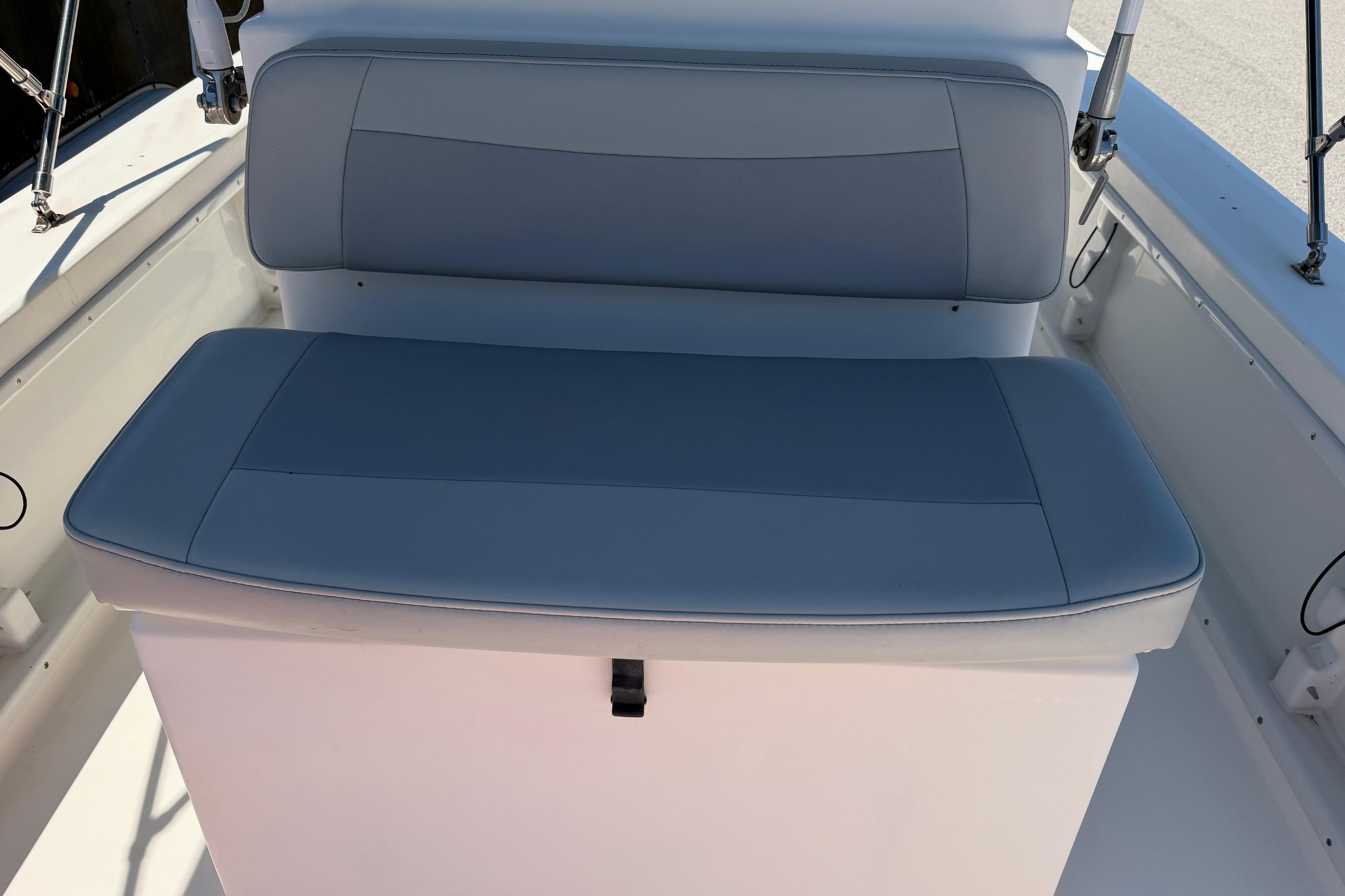 2008 KenCraft Bay Rider 2060 boat seat with gray upholstery.