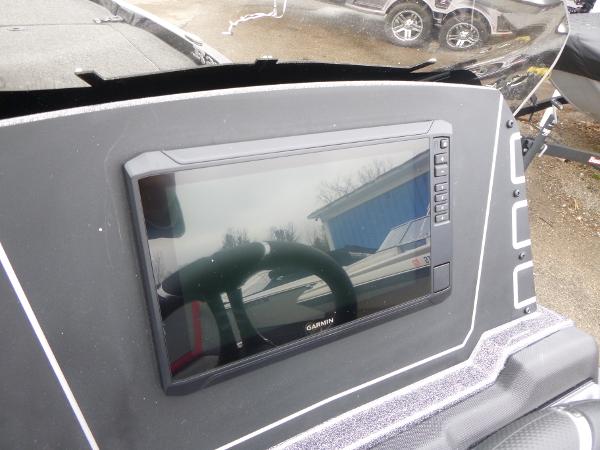 Dashboard of 2025 Ranger Z519R Cup-Equipped boat with Garmin display.