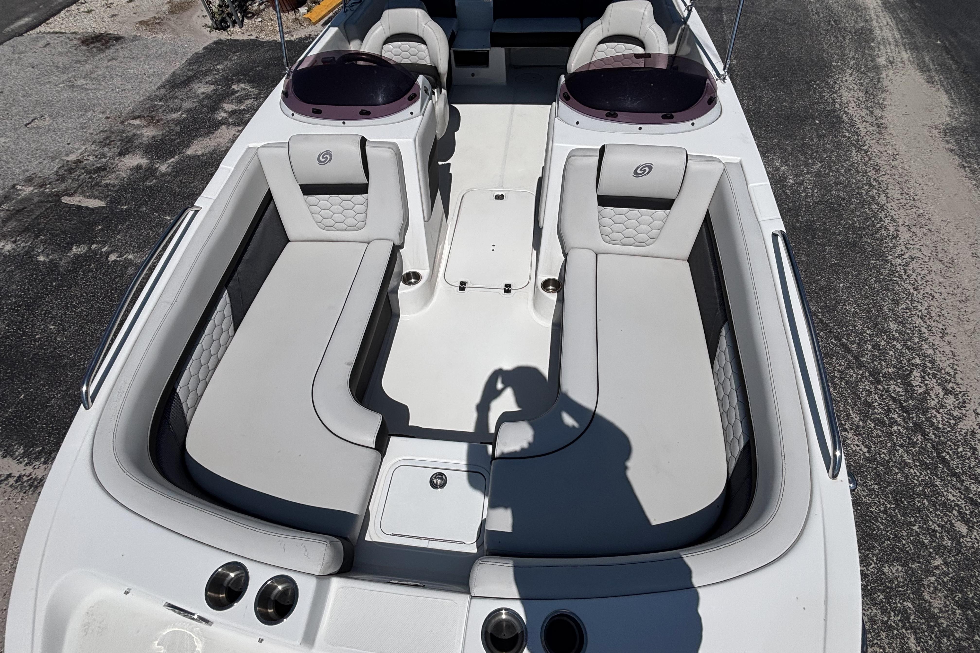 2019 Hurricane Sundeck Sport 218 OB boat interior with spacious seating and modern design.