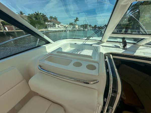 2006 Tiara Yachts 3200 Open interior with seating and waterfront view.