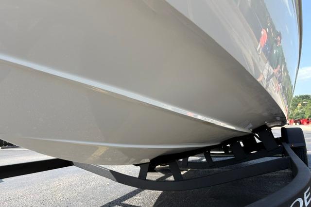 2024 Tahoe T21 boat hull on trailer, close-up view.