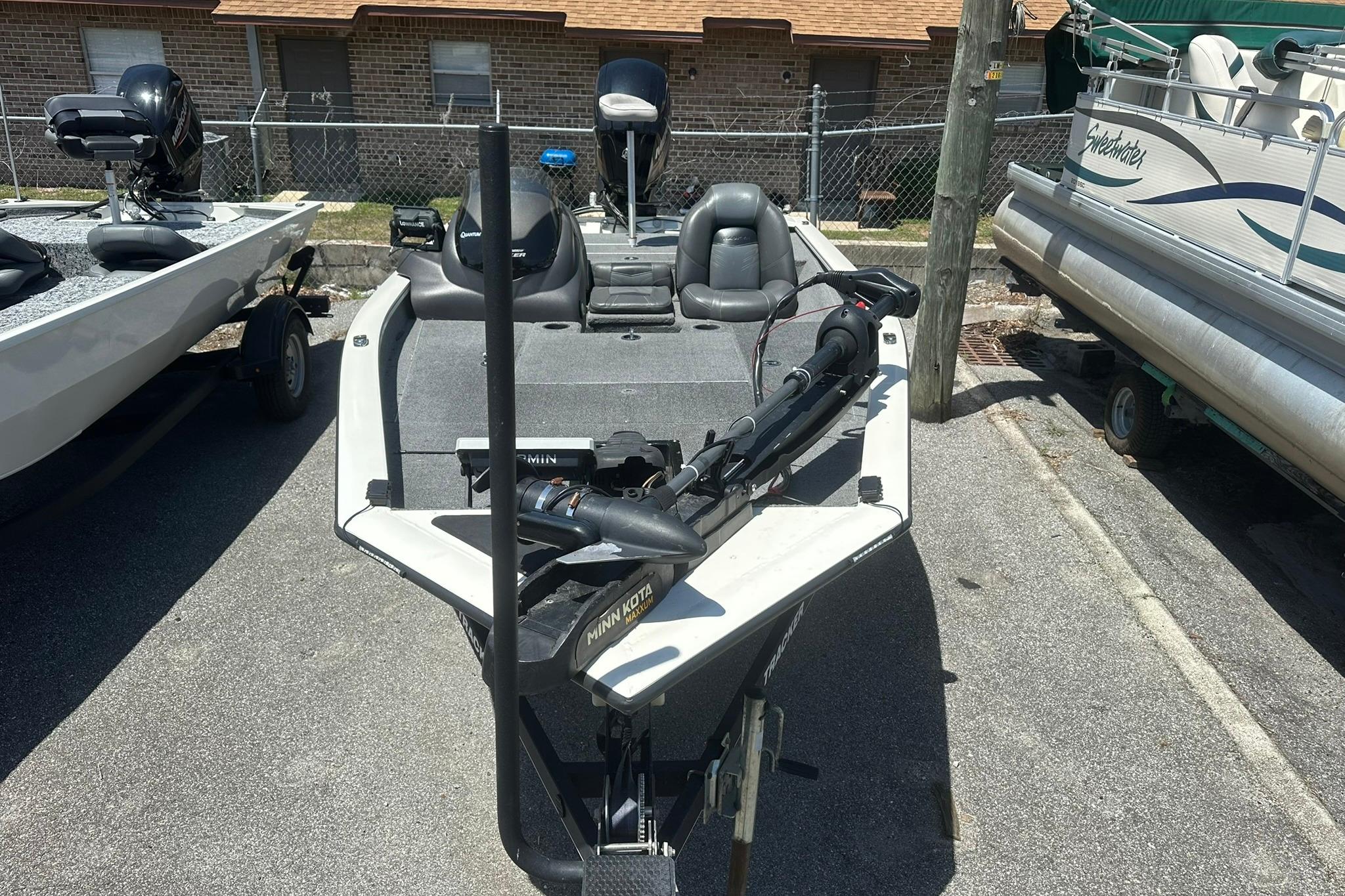 2019 Tracker Pro Team 175 TXW Tournament Edition boat parked outdoors.