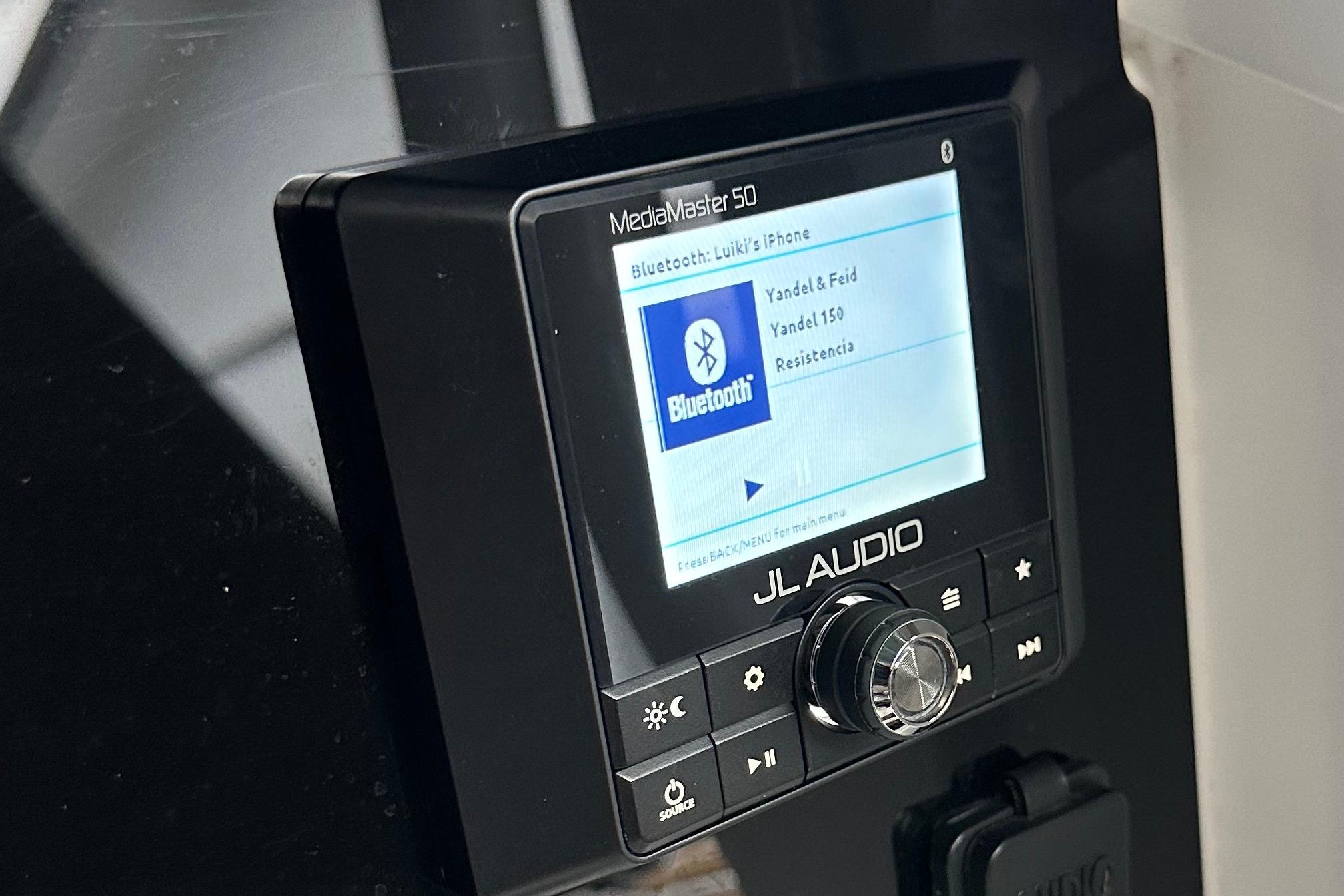 JL Audio MediaMaster 50 displaying Bluetooth connection on 2019 Sea Hunt Gamefish 25 boat.