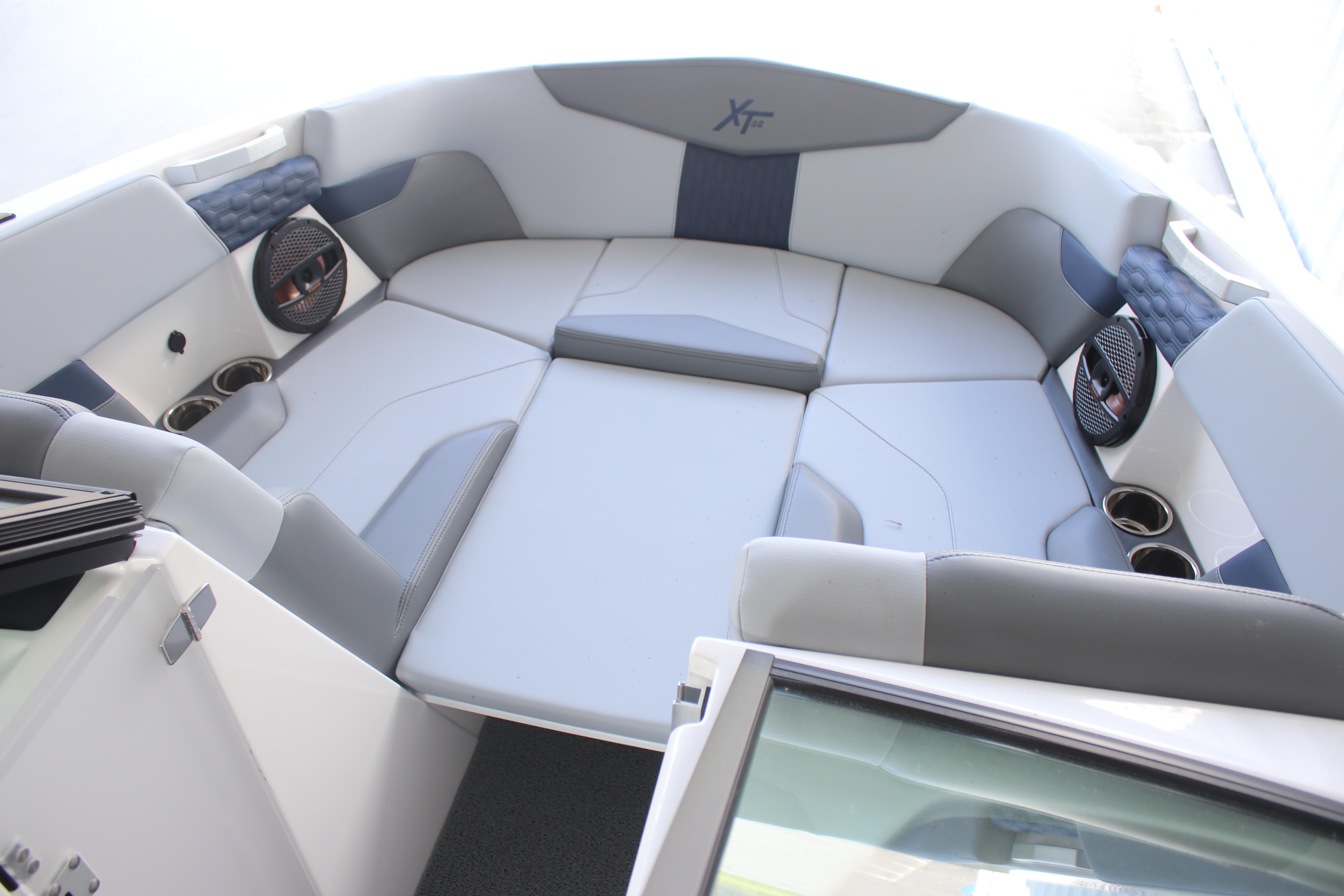 2025 MasterCraft XT22 boat interior with spacious seating and modern design.