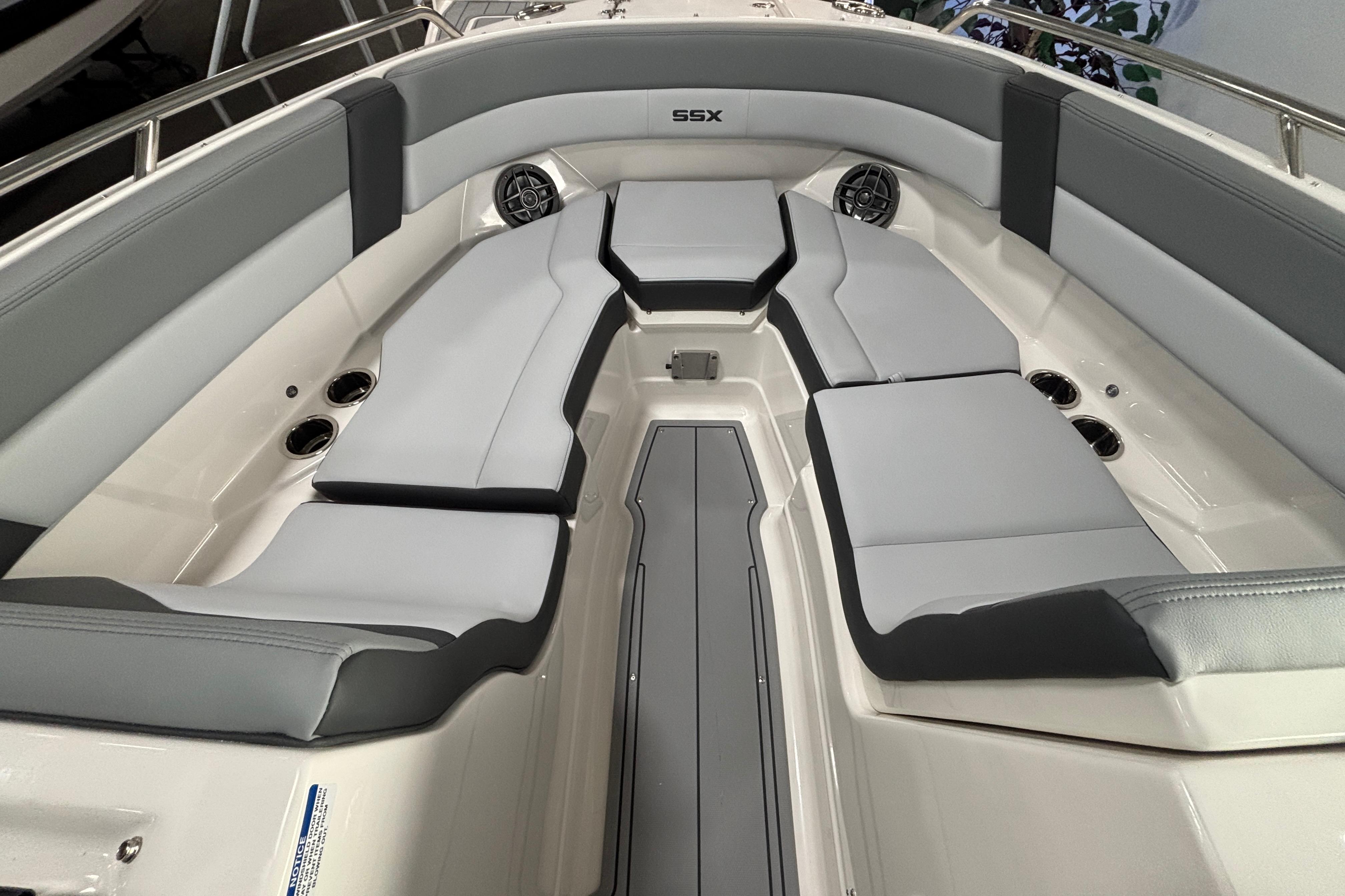 2026 Chaparral SSX 4 boat interior with sleek seating and modern design.