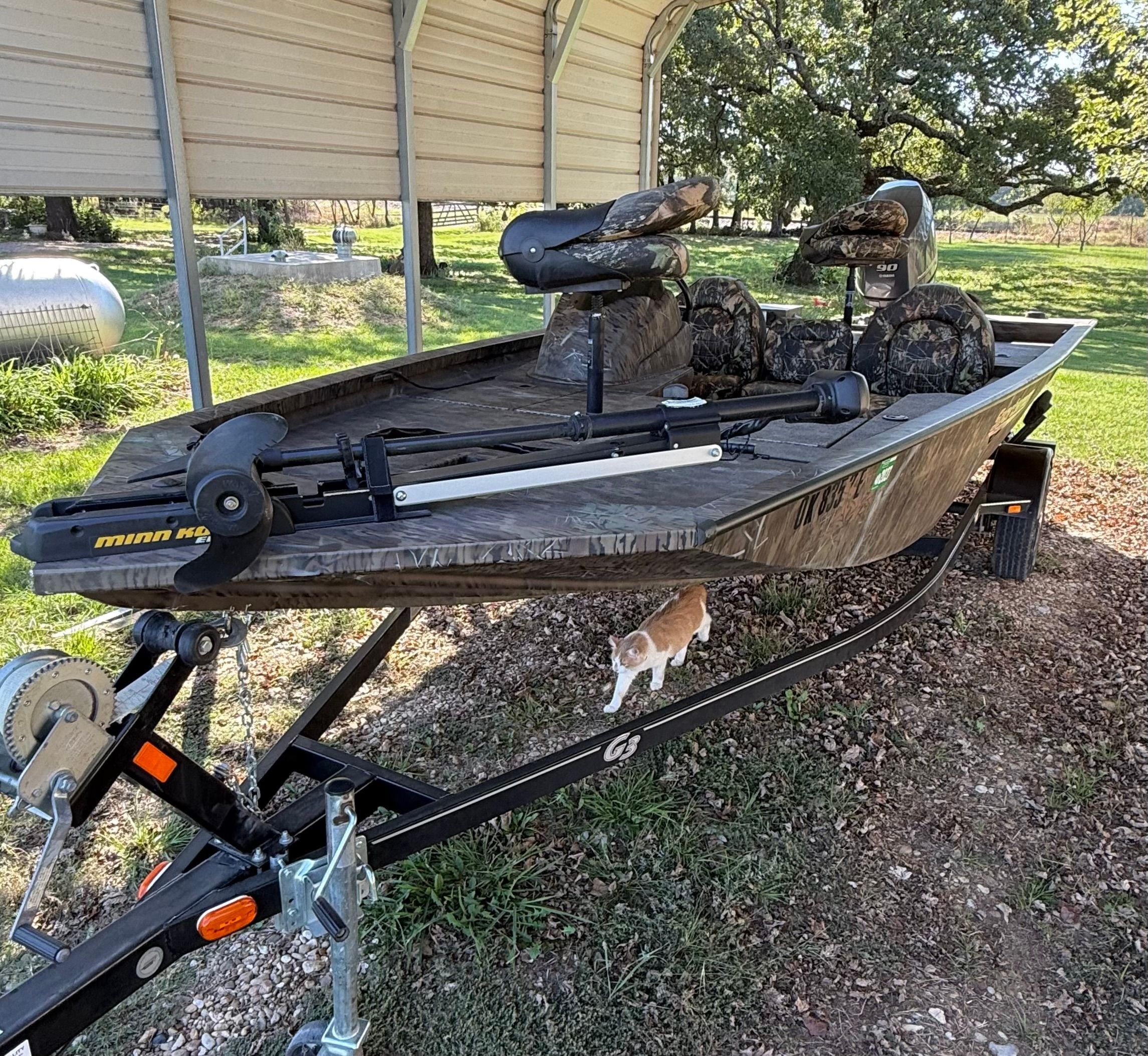 2017 G3 Sportsman 17 Camo under a shelter.