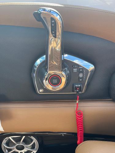2024 Crownline Eclipse E255 boat throttle control with red coiled cord.