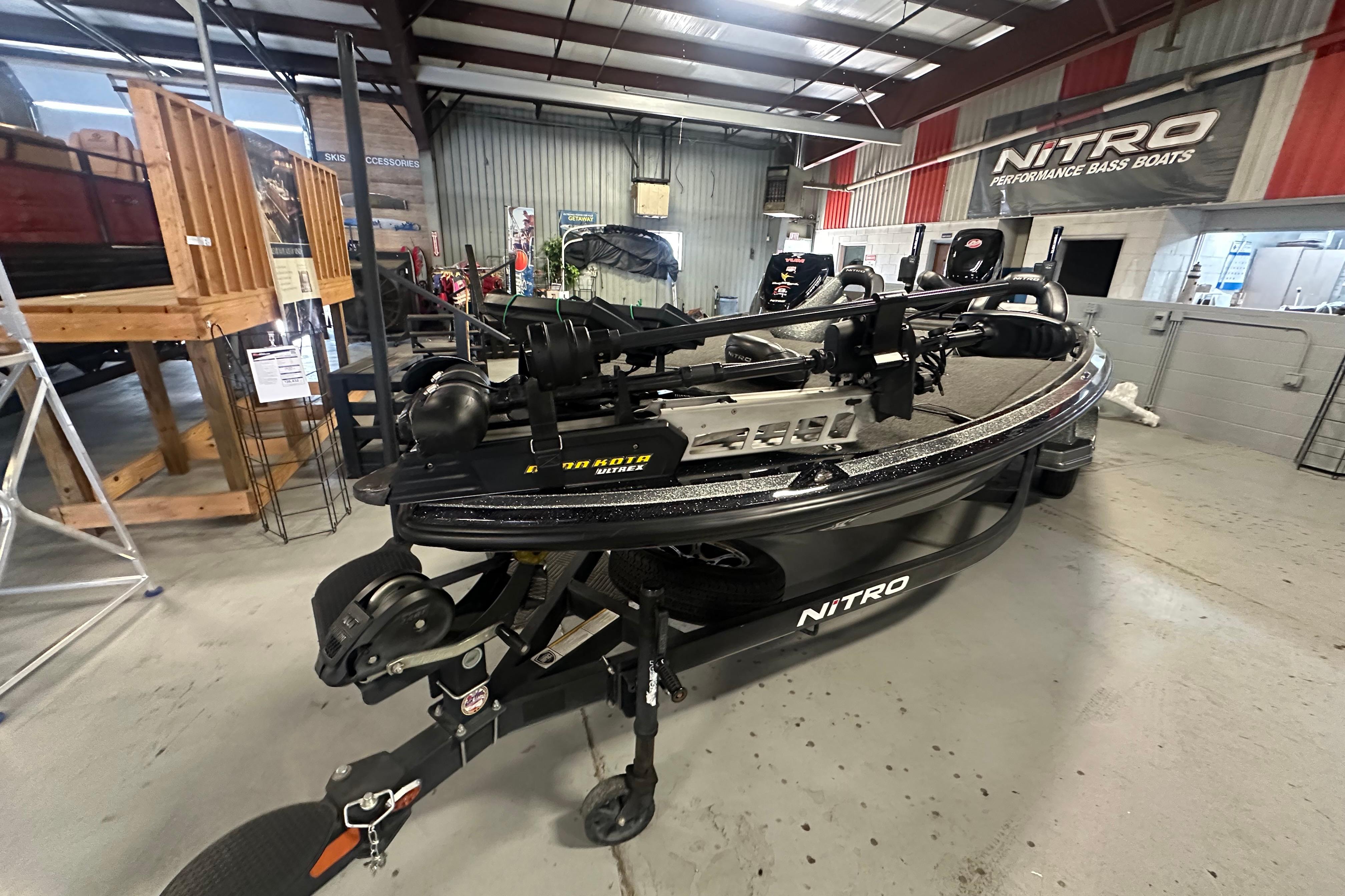 2018 Nitro Z20 Pro bass boat displayed in a showroom.