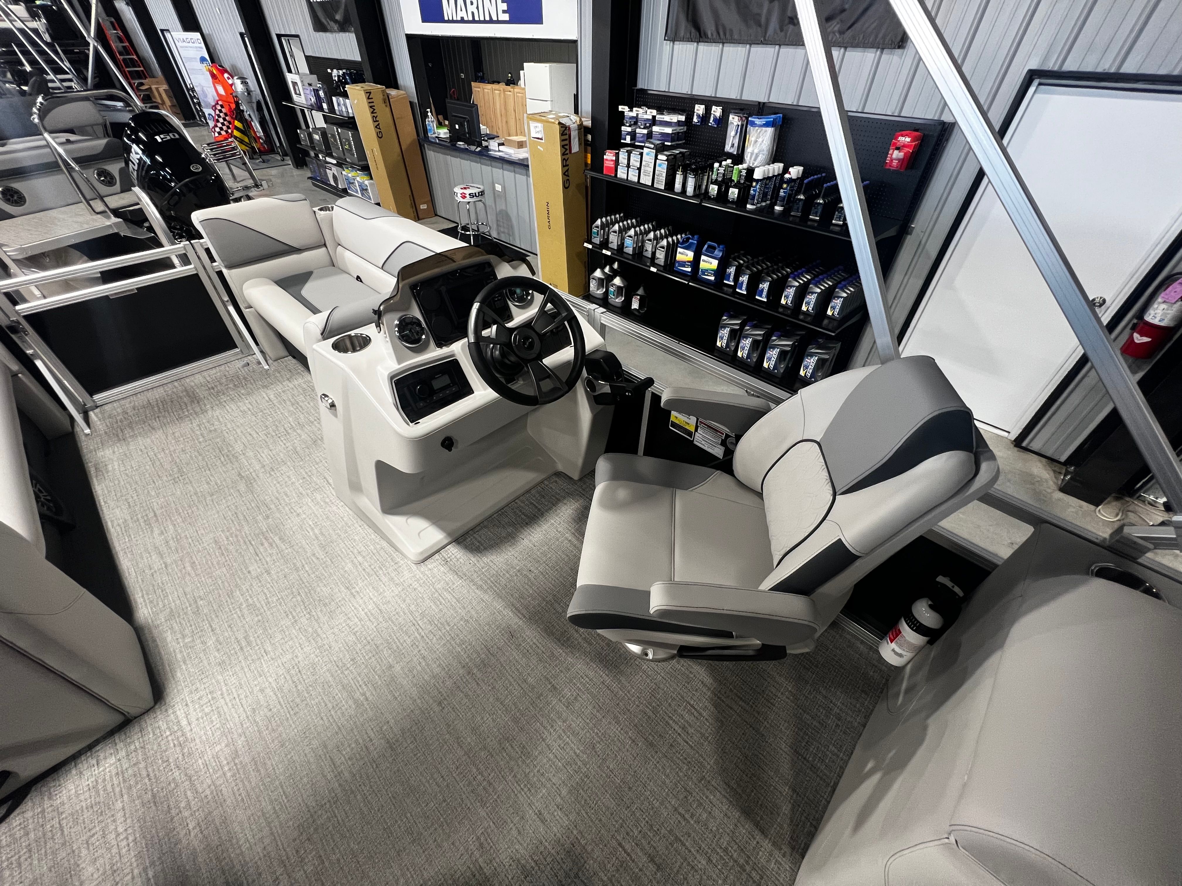 Interior of the 2026 Tahoe 2180 Sport Quad Lounger boat.