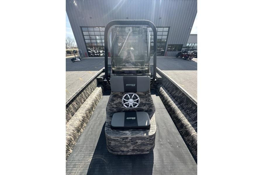 2023 Havoc 1756 MRST boat interior with camo design and steering wheel.