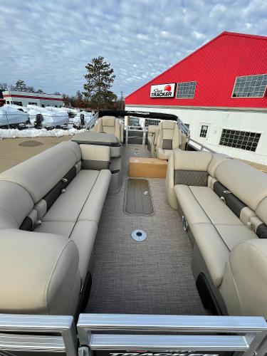 2024 Sun Tracker Party Barge 22 XP3 pontoon boat with spacious seating.
