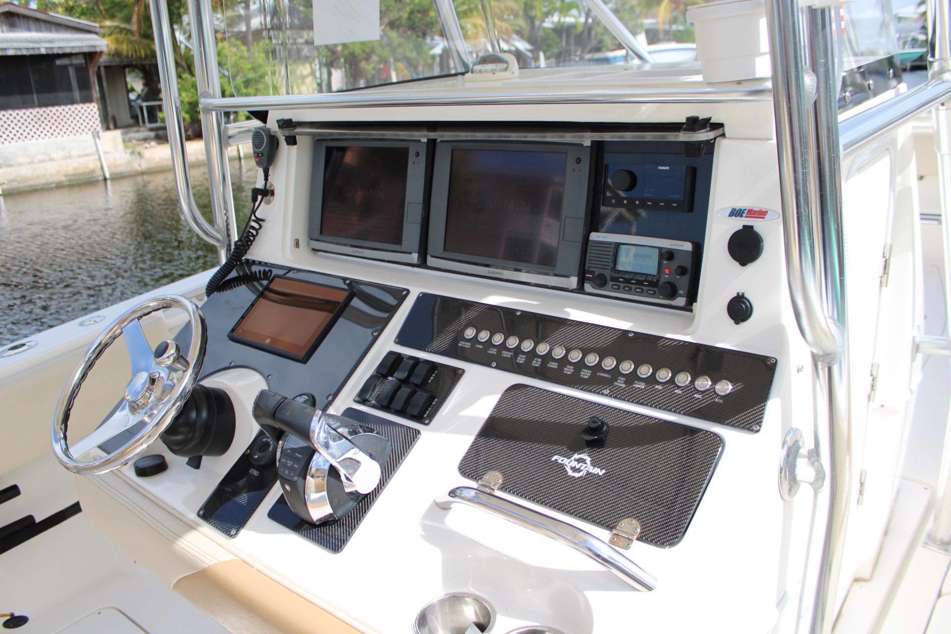 2007 Fountain 34 Center Console boat dashboard with advanced navigation and control systems.