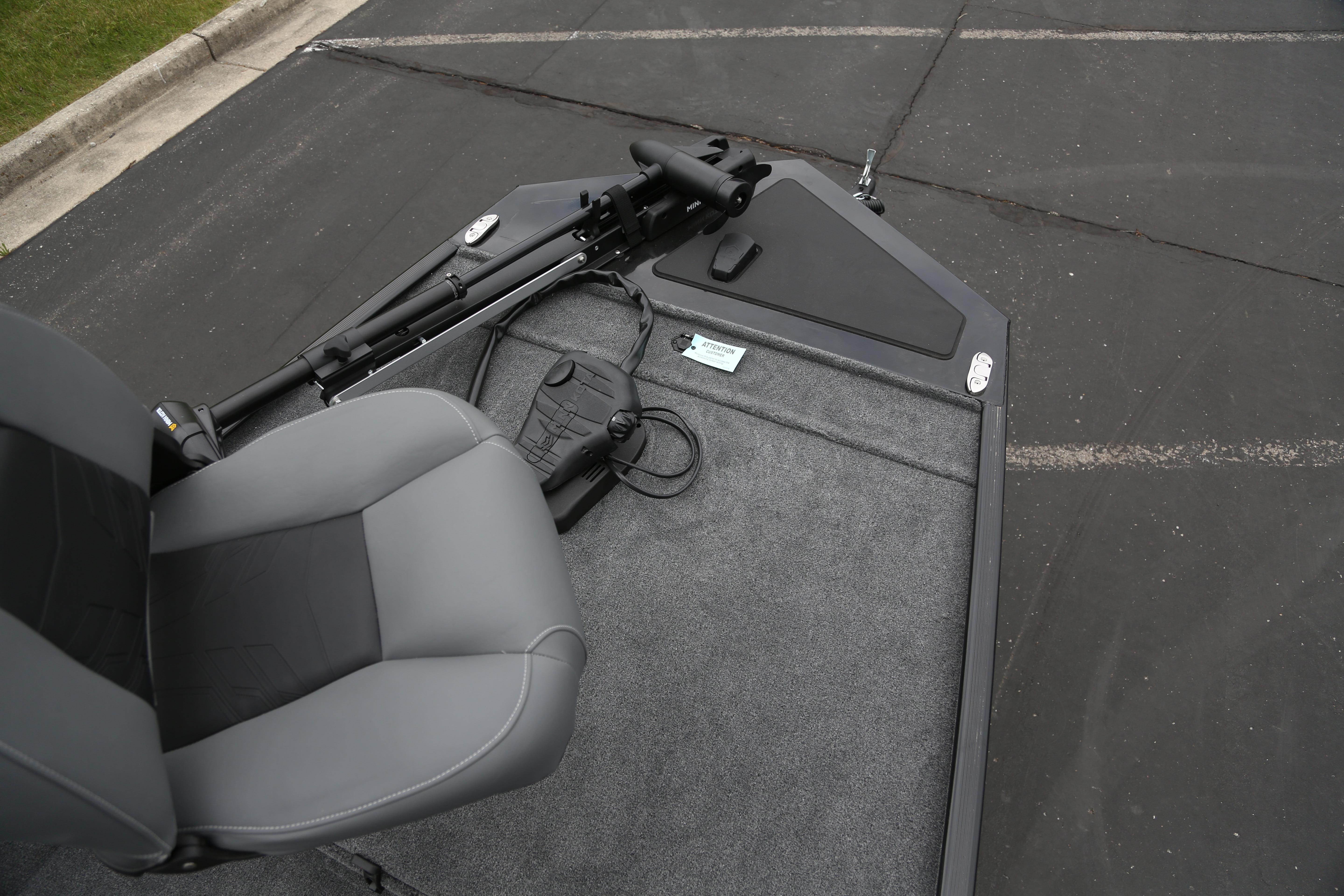2026 Tracker Bass Tracker Classic XL boat deck with seat and trolling motor.