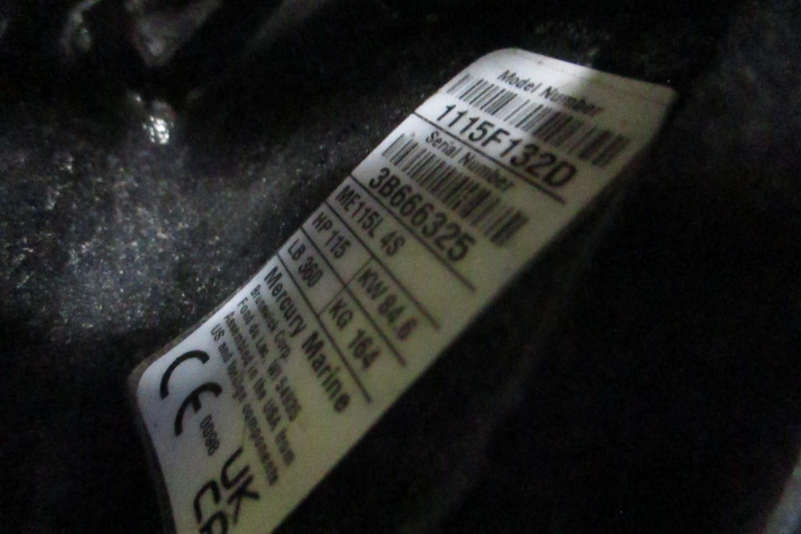 Label on a 2025 Tahoe T18, displaying model and serial numbers.