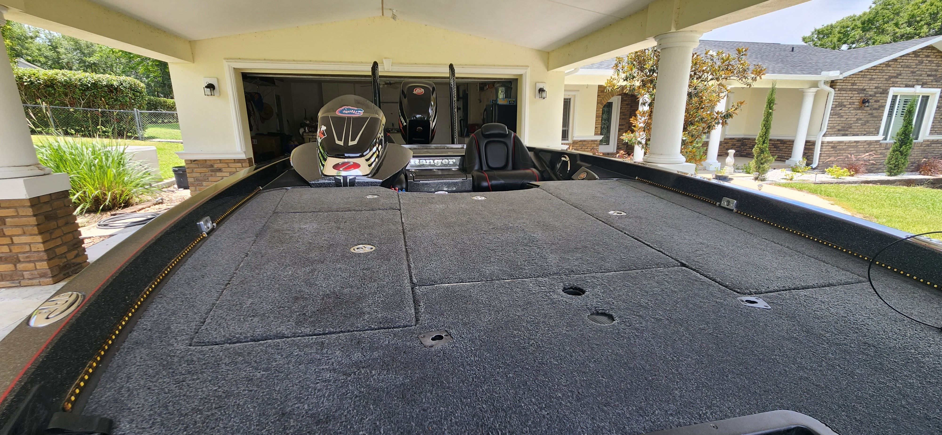 A 2017 Ranger Z520 Comanche under a carport. The interior is spacious and well-maintained.