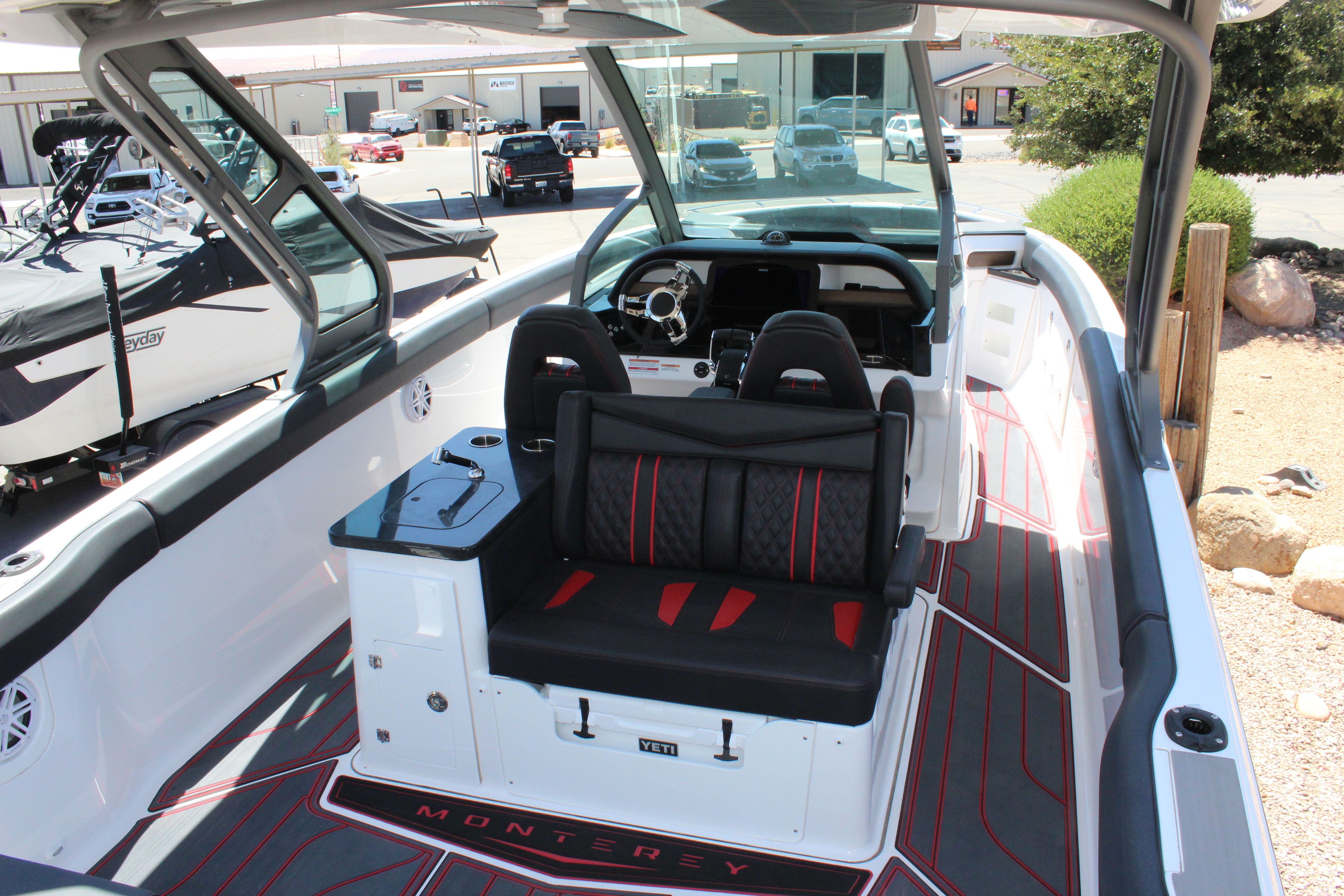 Interior of 2025 Monterey Elite 30 OB with stylish seating area.