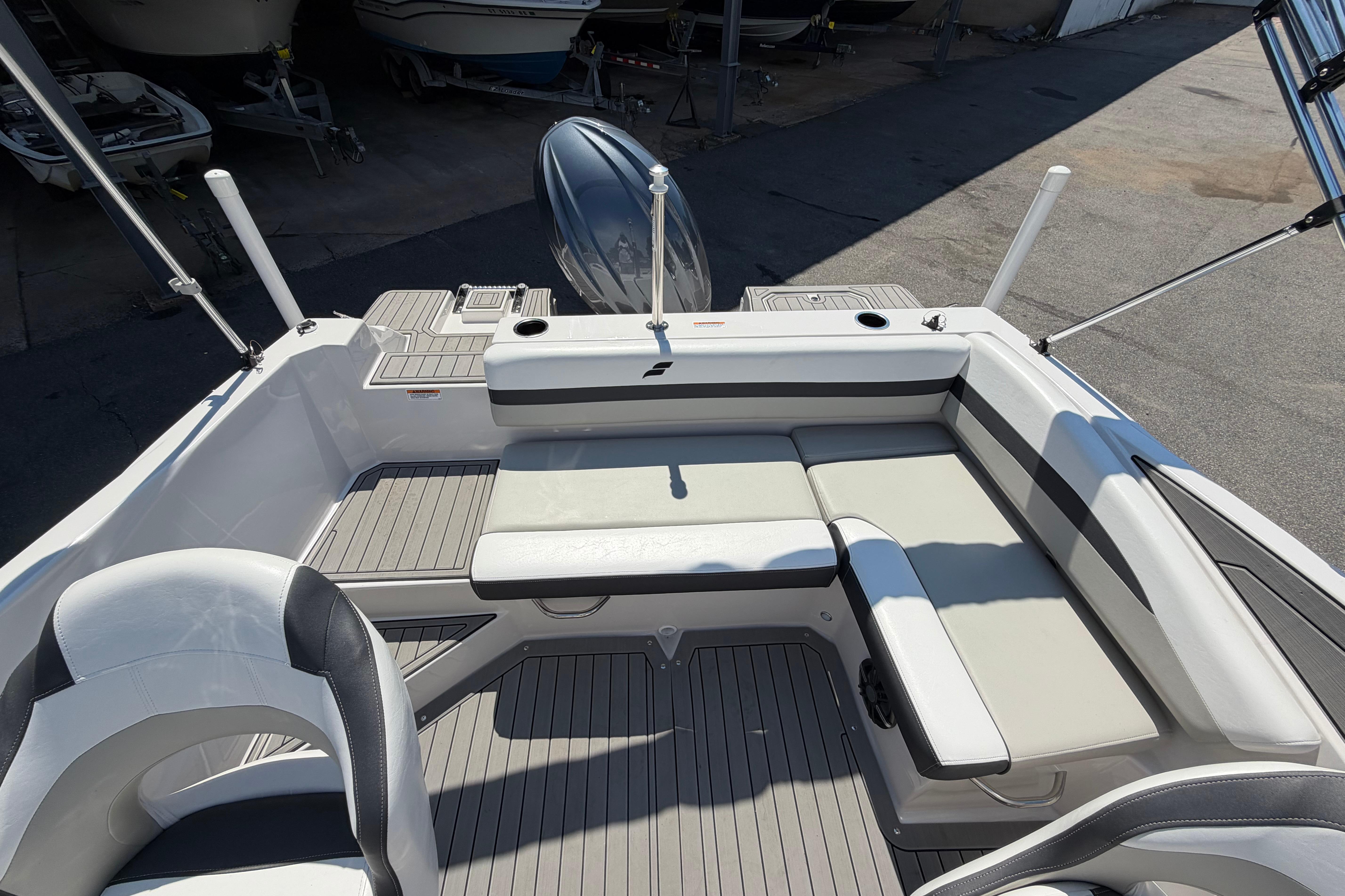 2025 Starcraft SVX 190 OB boat interior with sleek seating and modern design.