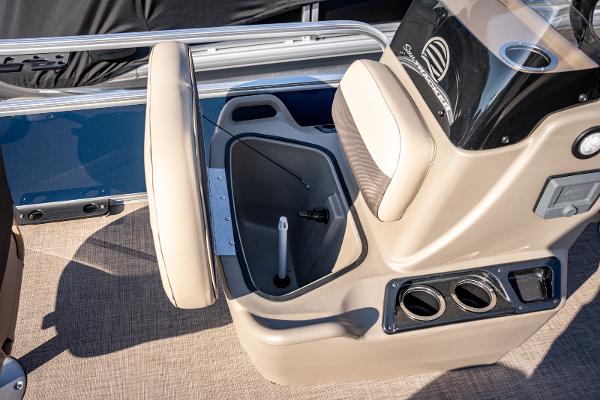 2025 Sun Tracker Bass Buggy 16 DLX boat seat with storage compartment.