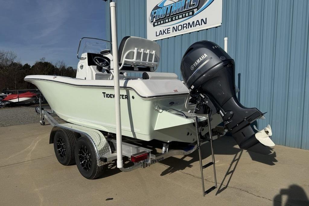 2026 Tidewater 198 CC Adventure boat with Yamaha engine at Lake Norman dealership.