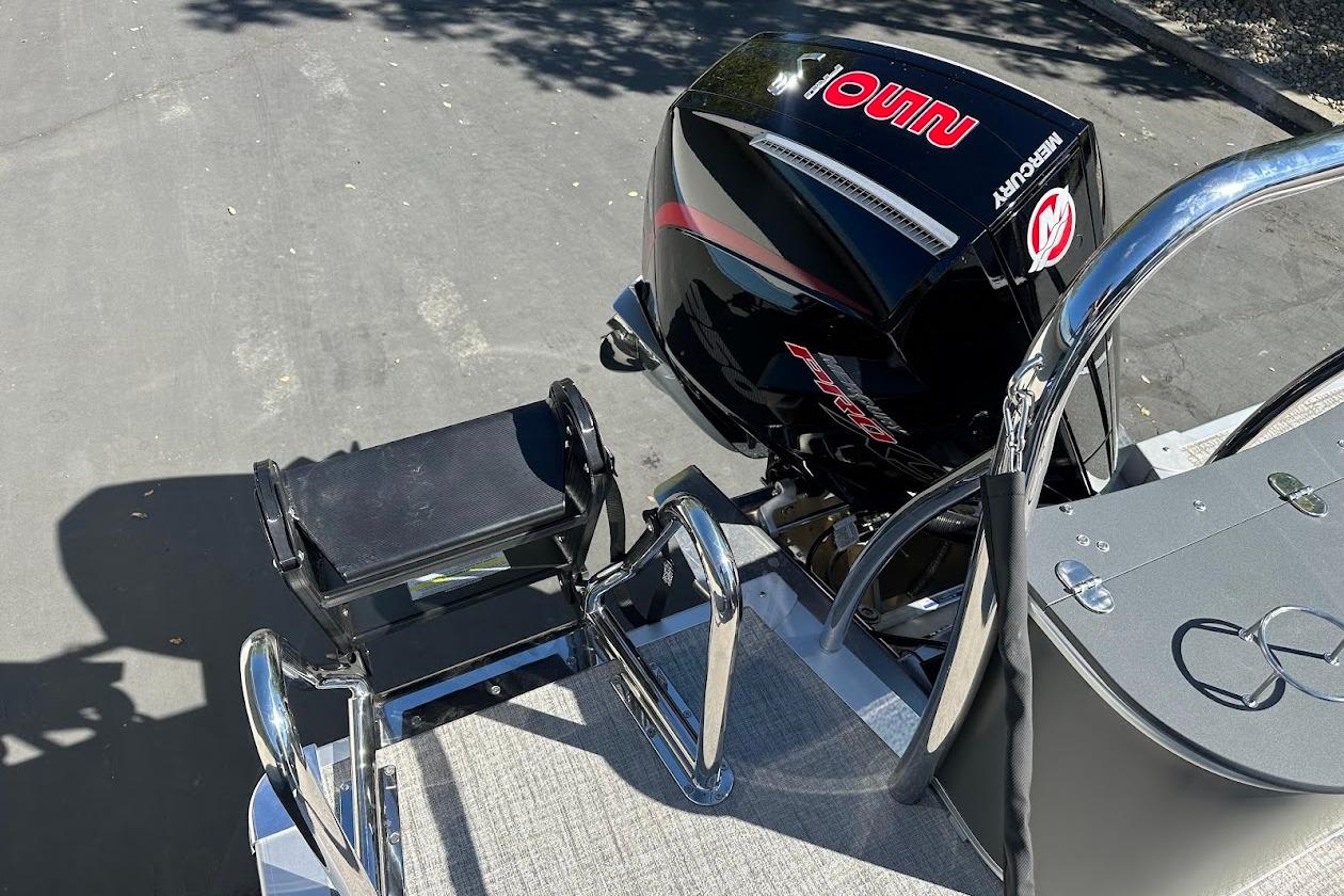 2026 Tahoe Pontoon LTZ Quad Lounger Shift 23 with Mercury outboard motor.