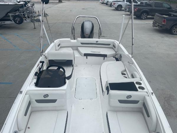 2022 Hurricane SS185 OB boat interior with seating and storage compartments.