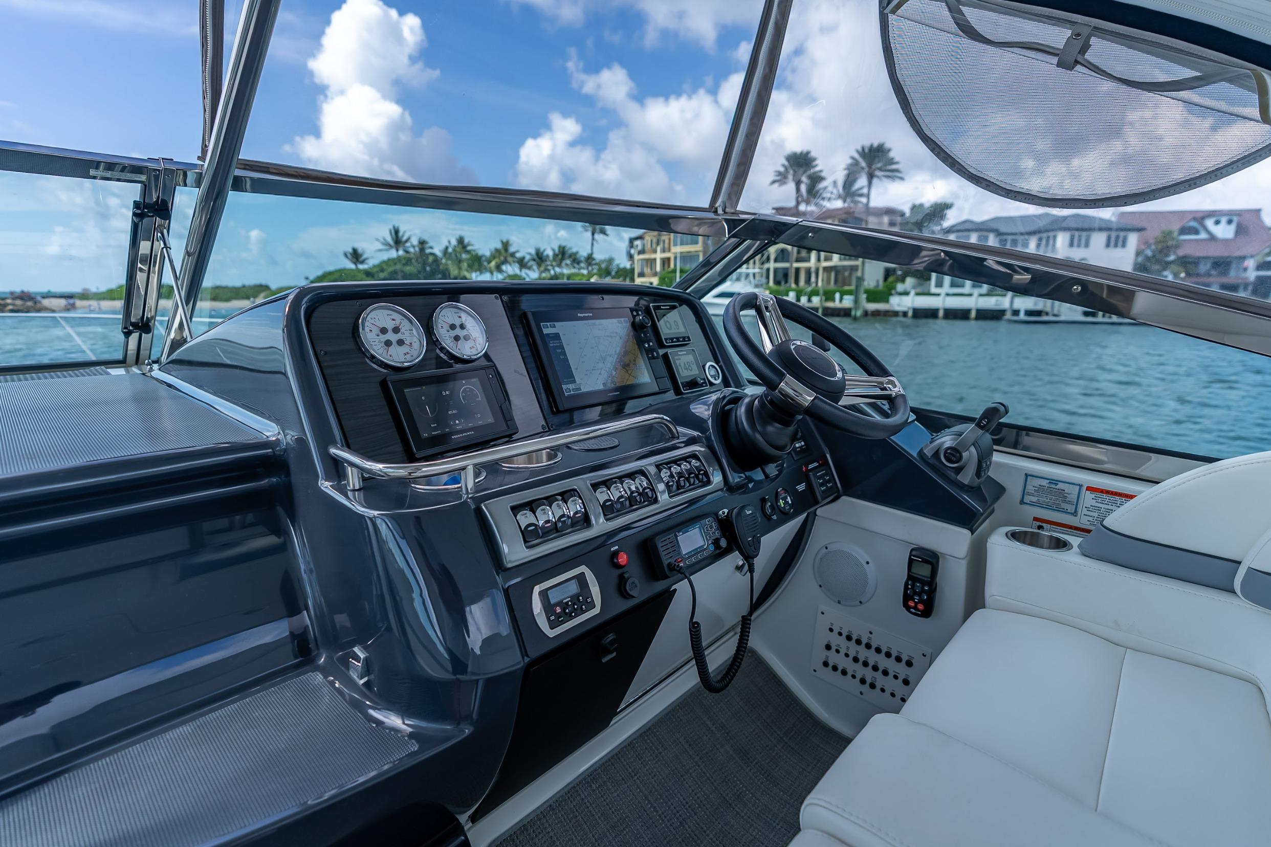 2022 Formula 40 Performance Cruiser cockpit with modern navigation controls and luxurious seating.