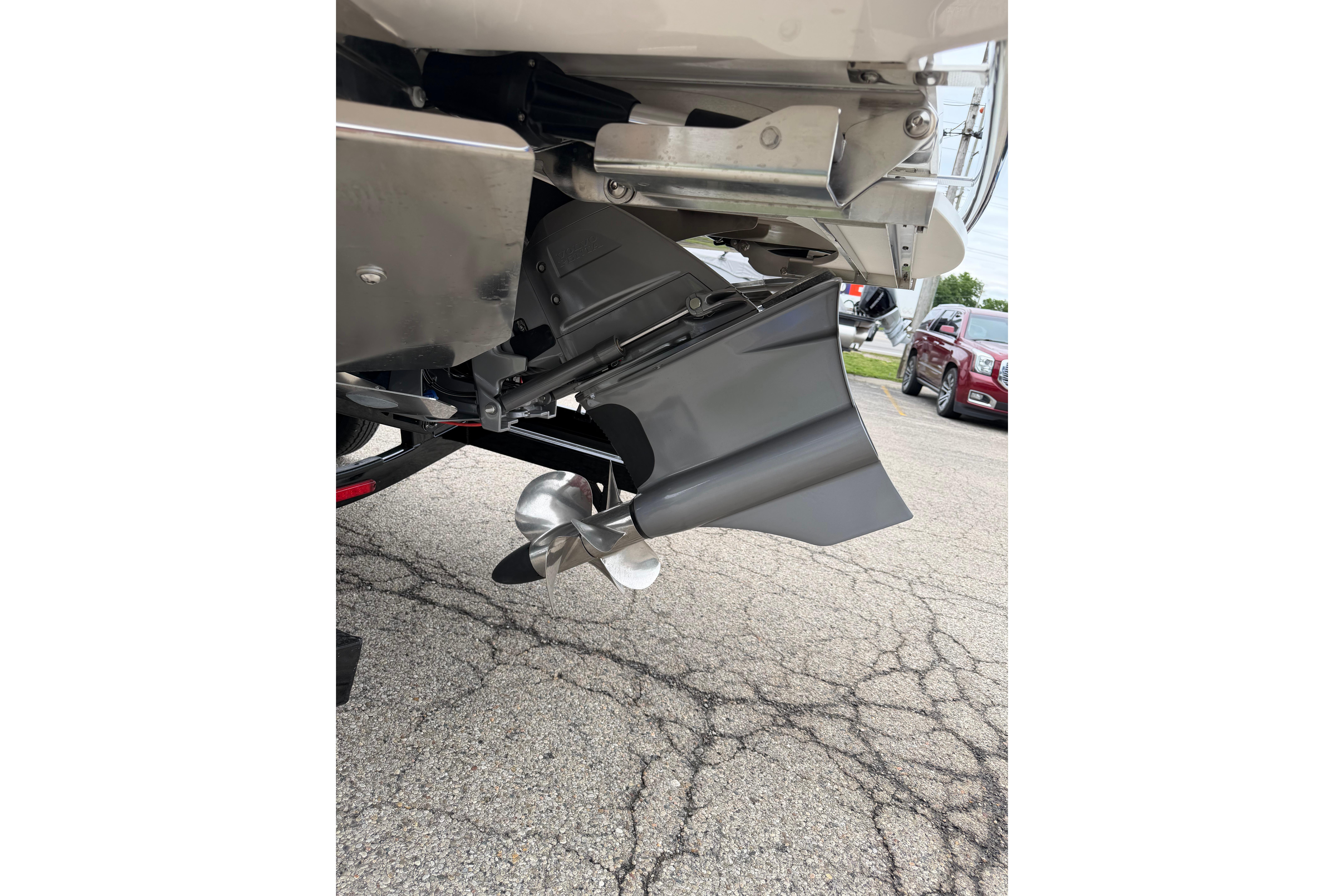 2026 Regal LS9 Surf boat propeller and stern drive detail.
