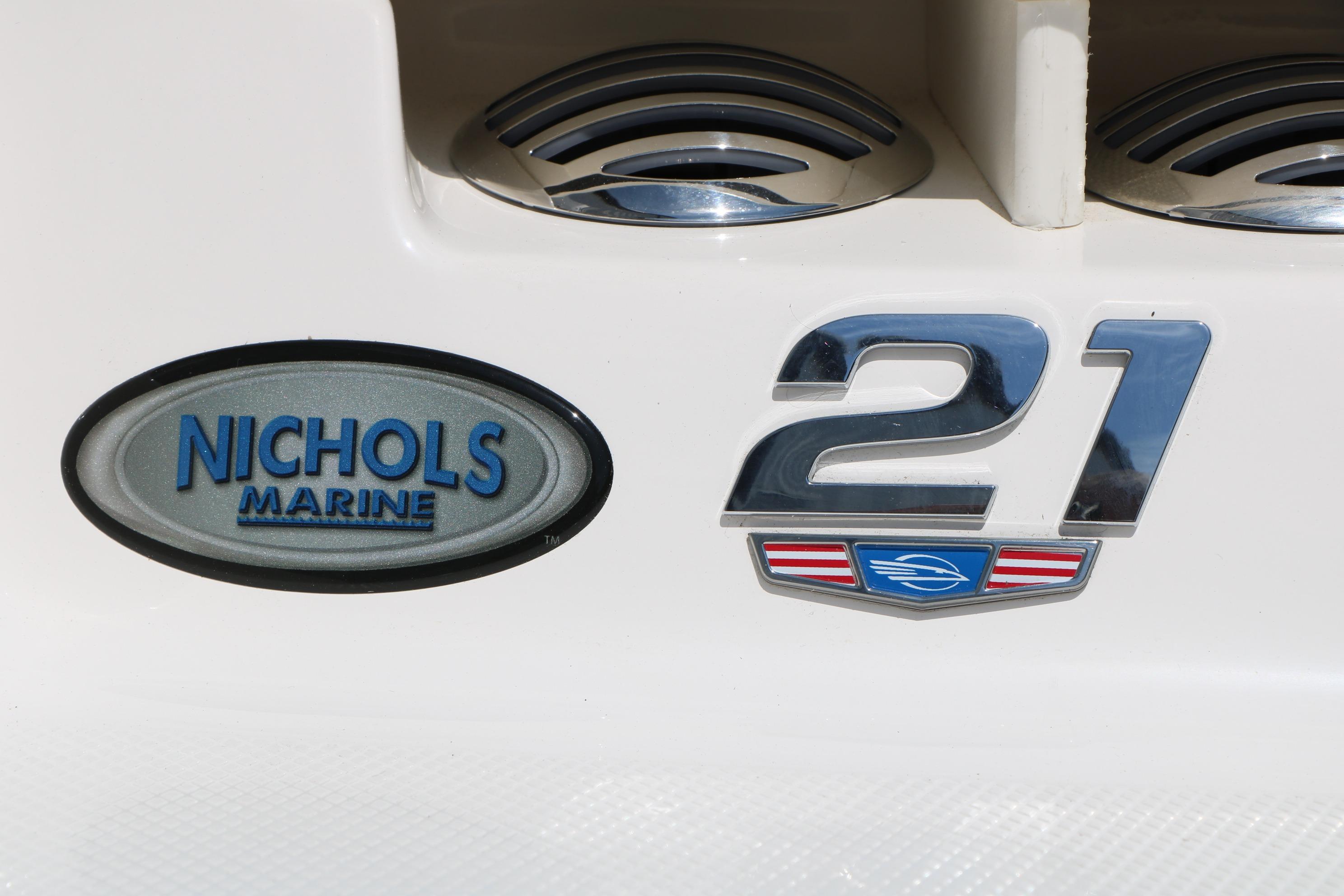 2025 Chaparral 21 SSi Ski & Fish boat emblem with Nichols Marine logo.