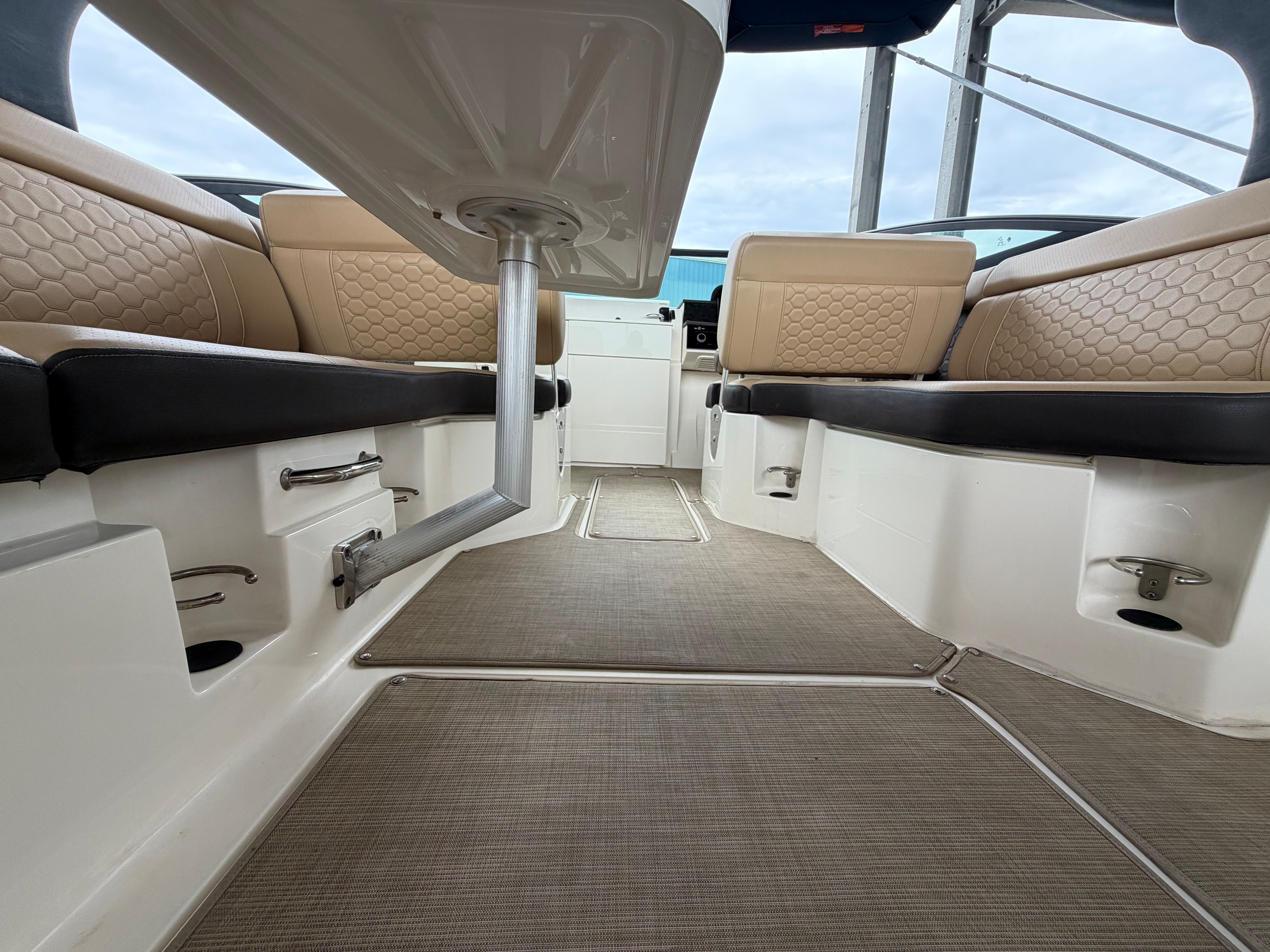 Interior of a 2020 Sea Ray SDX 250 Outboard boat.