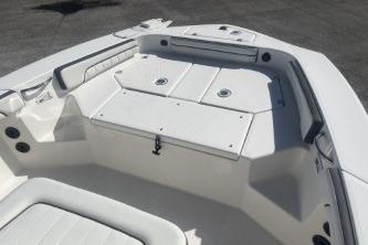 2016 Yamaha Boats 190 FSH Sport interior, featuring spacious seating and storage compartments.