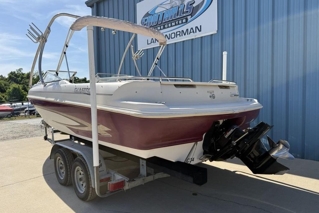 1999 Glastron GT 225 boat on trailer at Foothills Marine Center.
