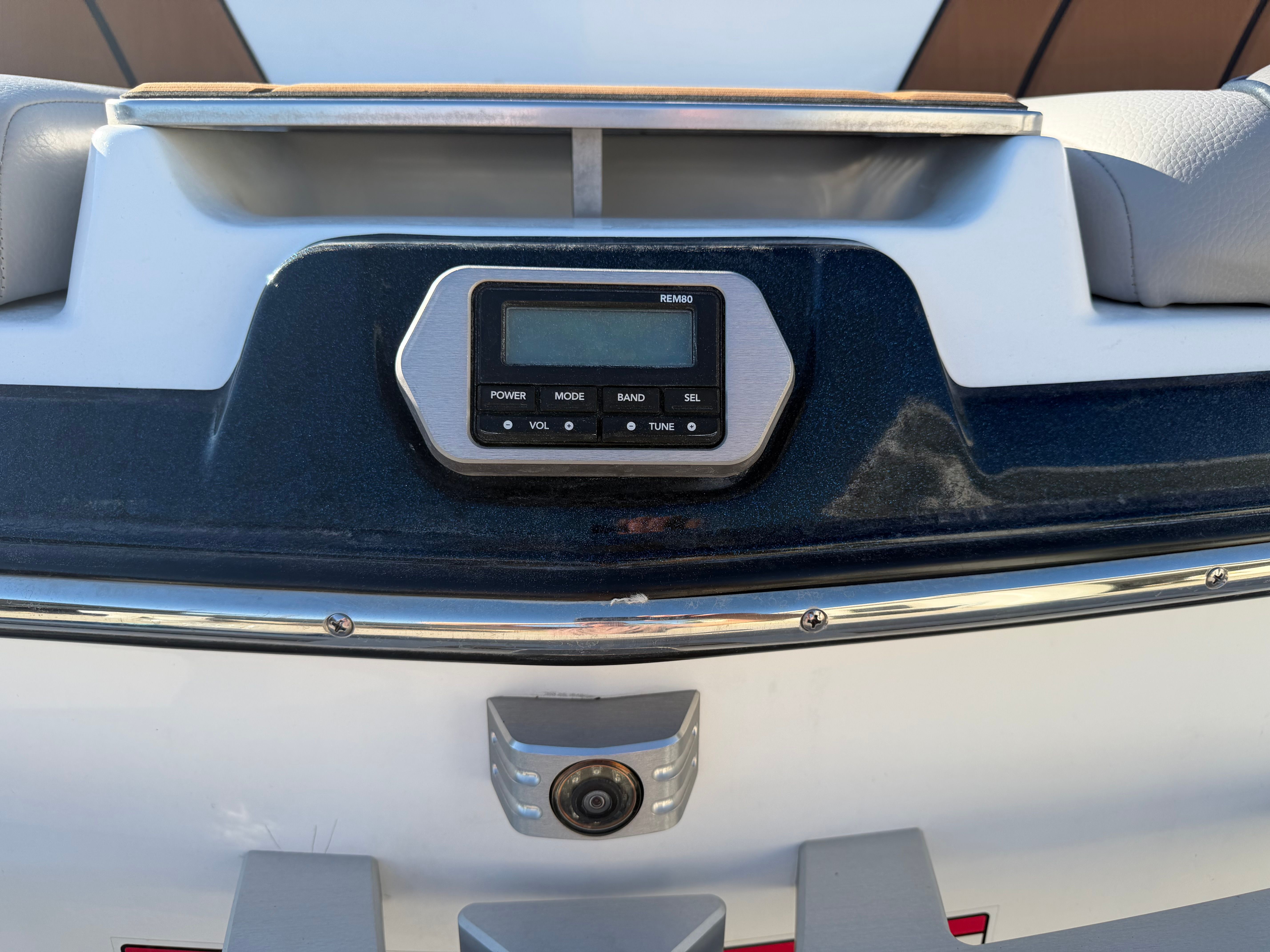 Close-up of a control panel on a Malibu Wakesetter 23 LSV boat.