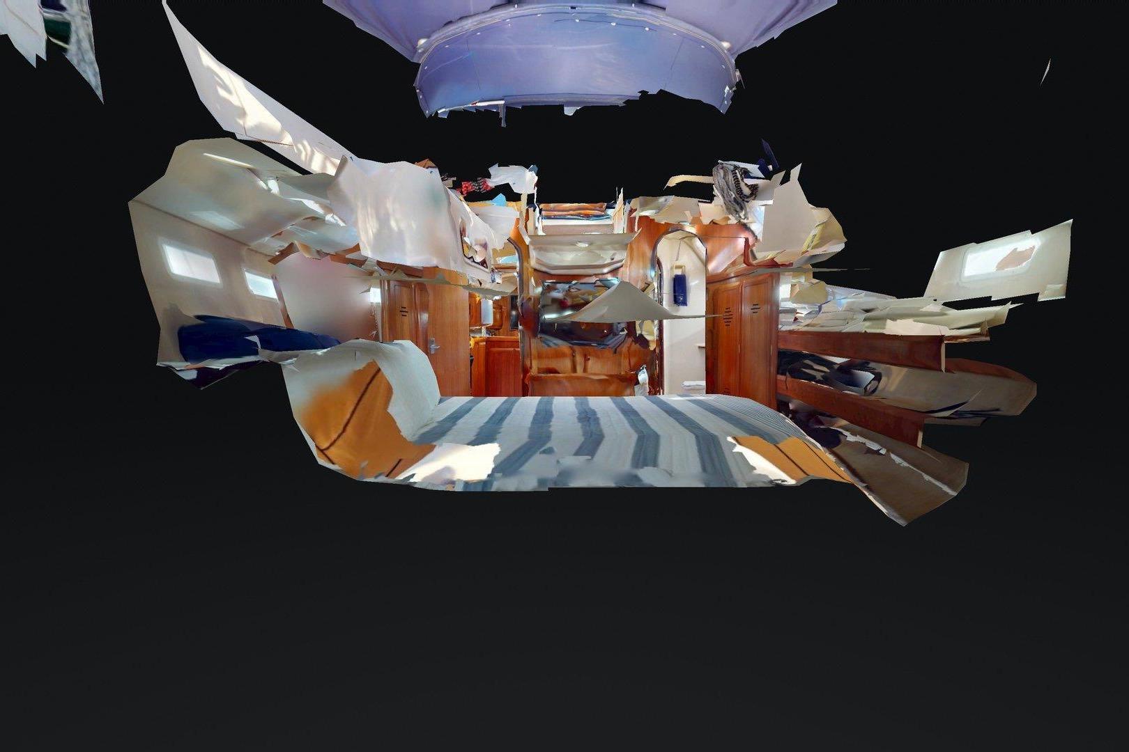 Interior view of a 1997 Hunter Legend 40.5 yacht, showcasing cabin layout.