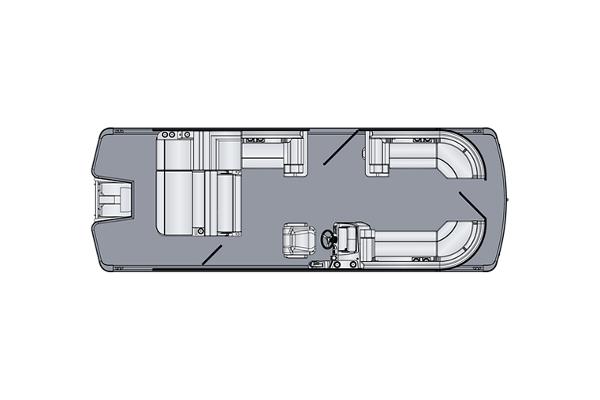 Manufacturer Provided Image: Floor plan of 2025 Harris Cruiser 230 pontoon boat, showcasing seating and helm layout.
