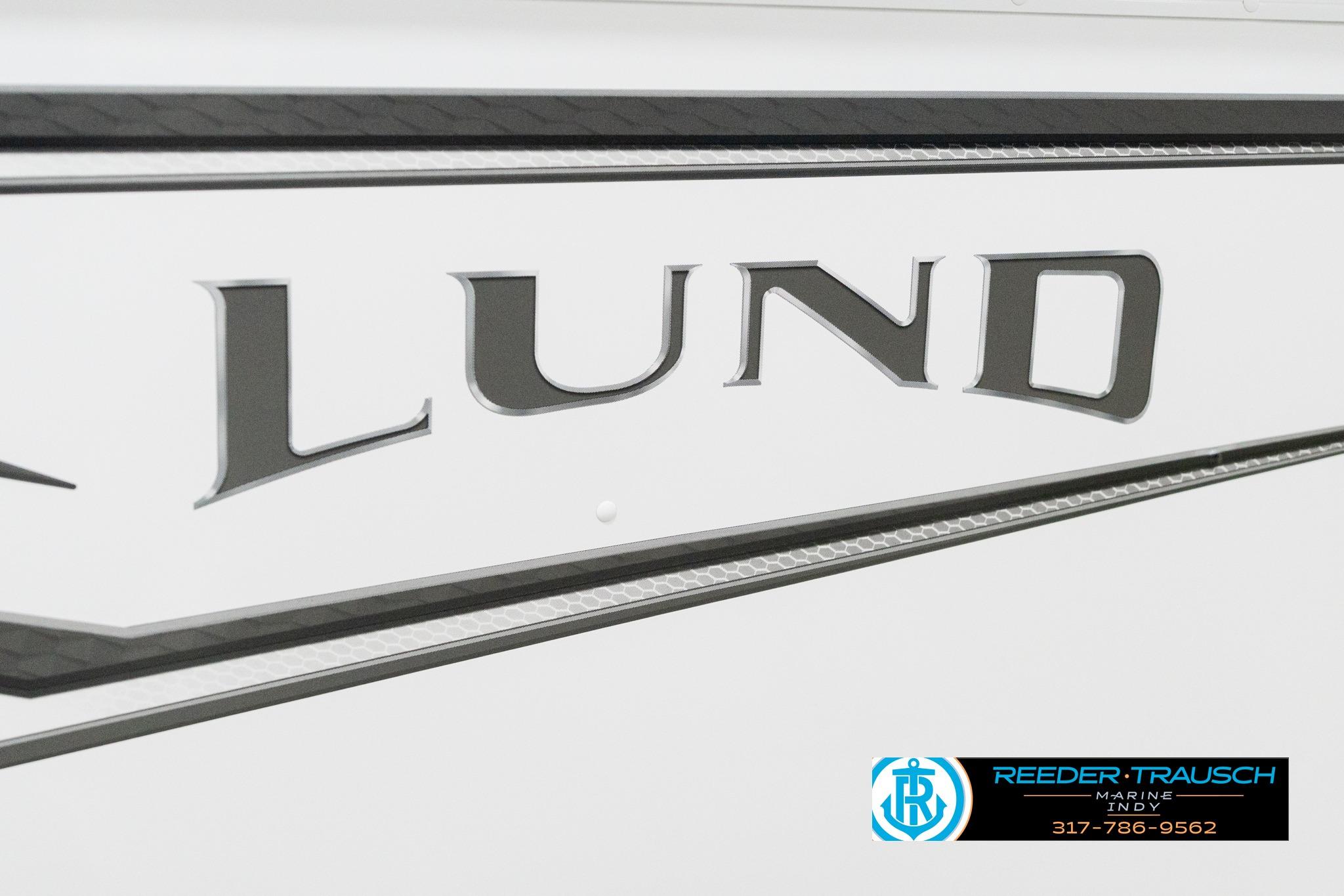 2026 Lund 1700 Explorer Sport boat logo with Reeder Trausch Marine contact details.