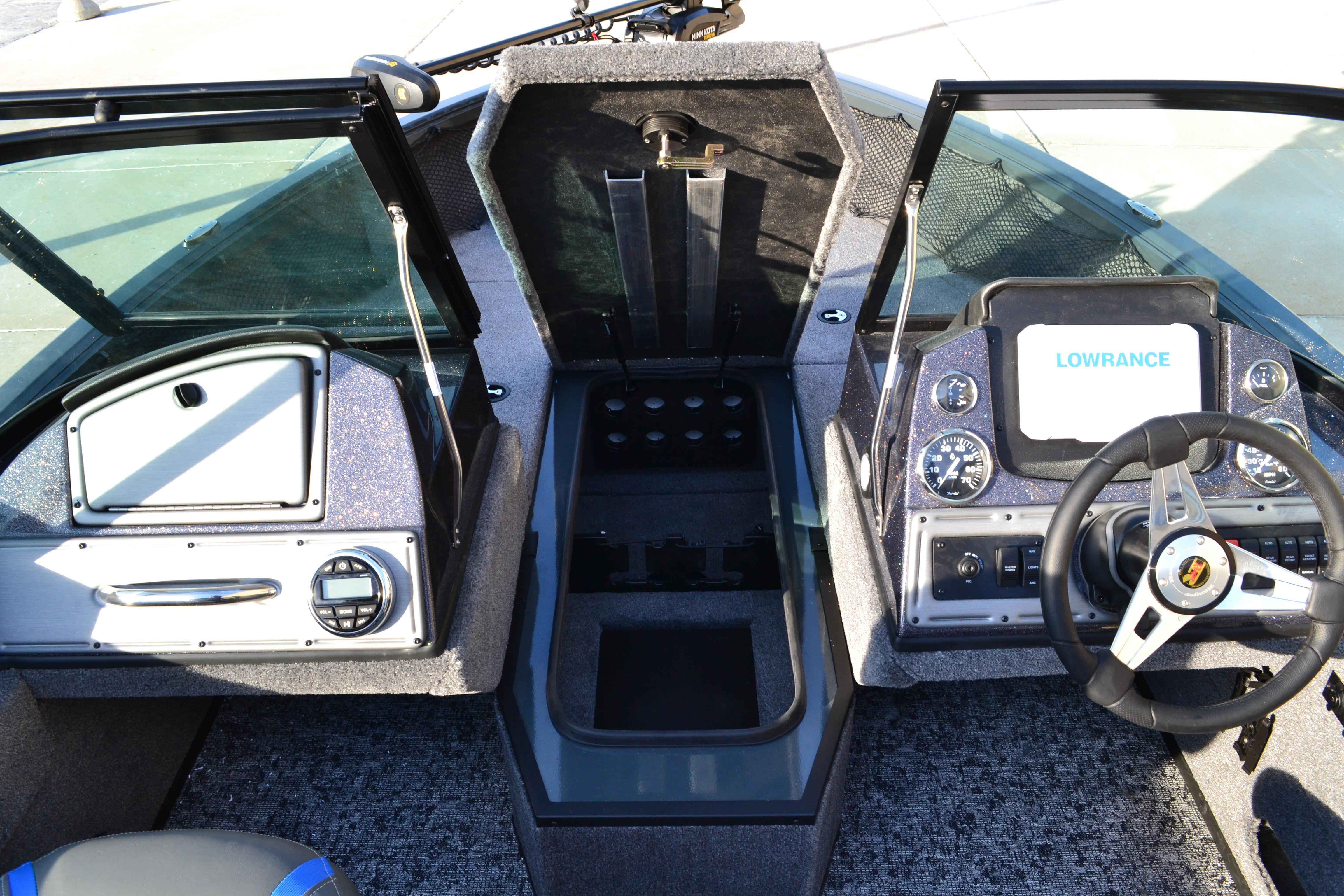 2026 Ranger VS1882SC Reata boat interior with steering wheel and Lowrance display.