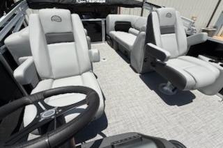2026 Sun Tracker Party Barge 22 XP3 interior with plush seating and modern design.