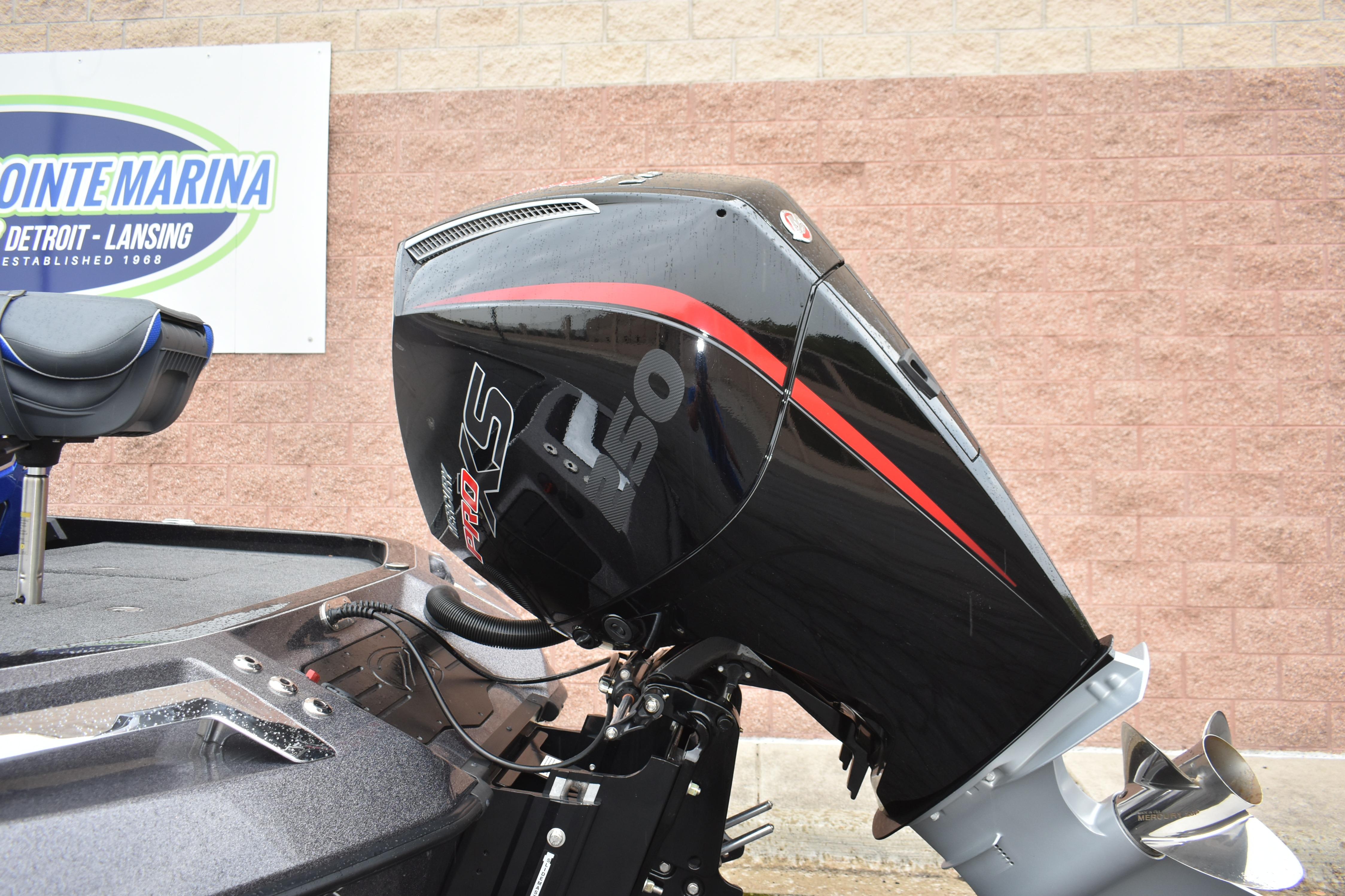 2025 Ranger Z521 boat with powerful outboard motor at Pointe Marina.