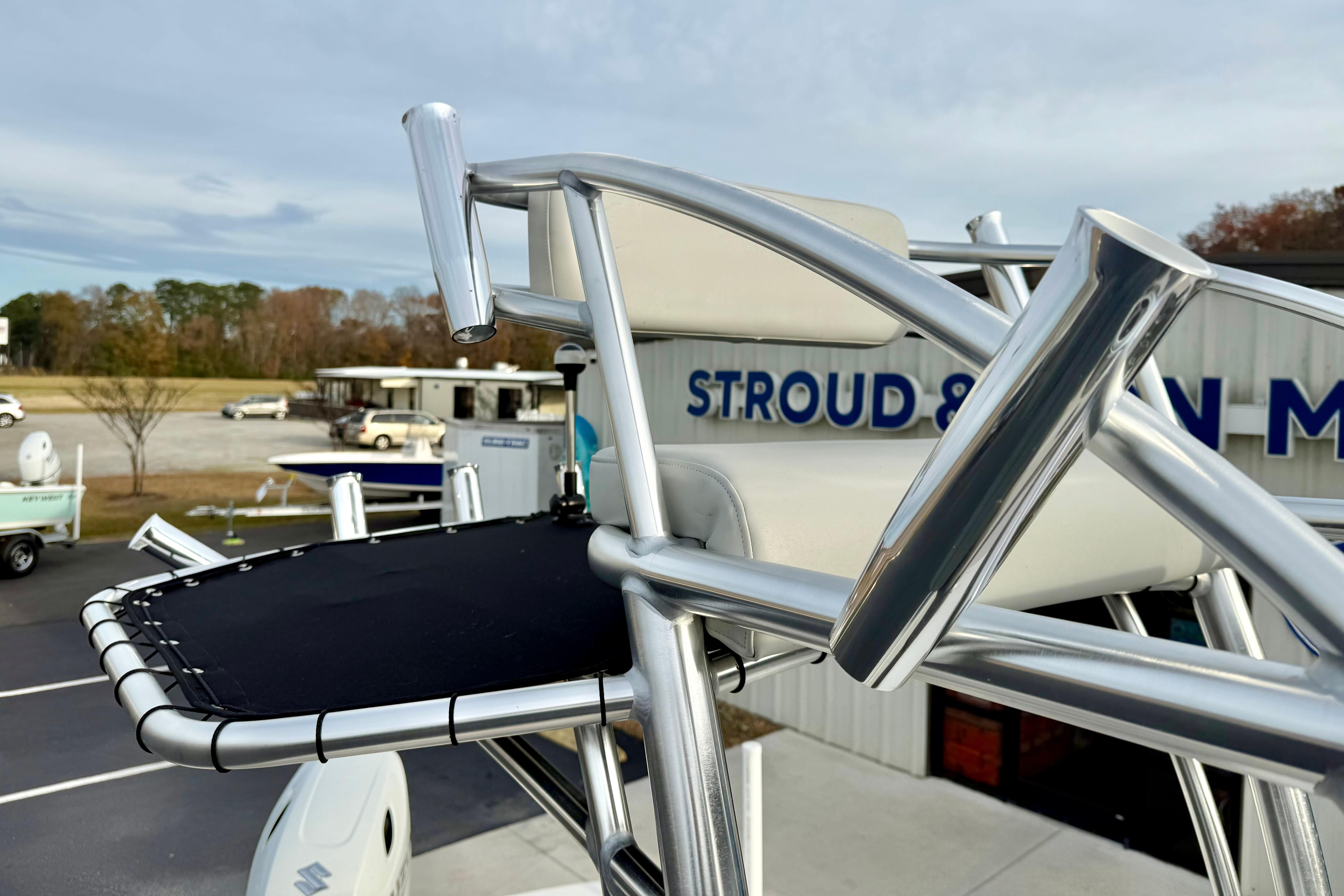 2025 Carolina Skiff 21 LS boat with sleek metal framework and seating.