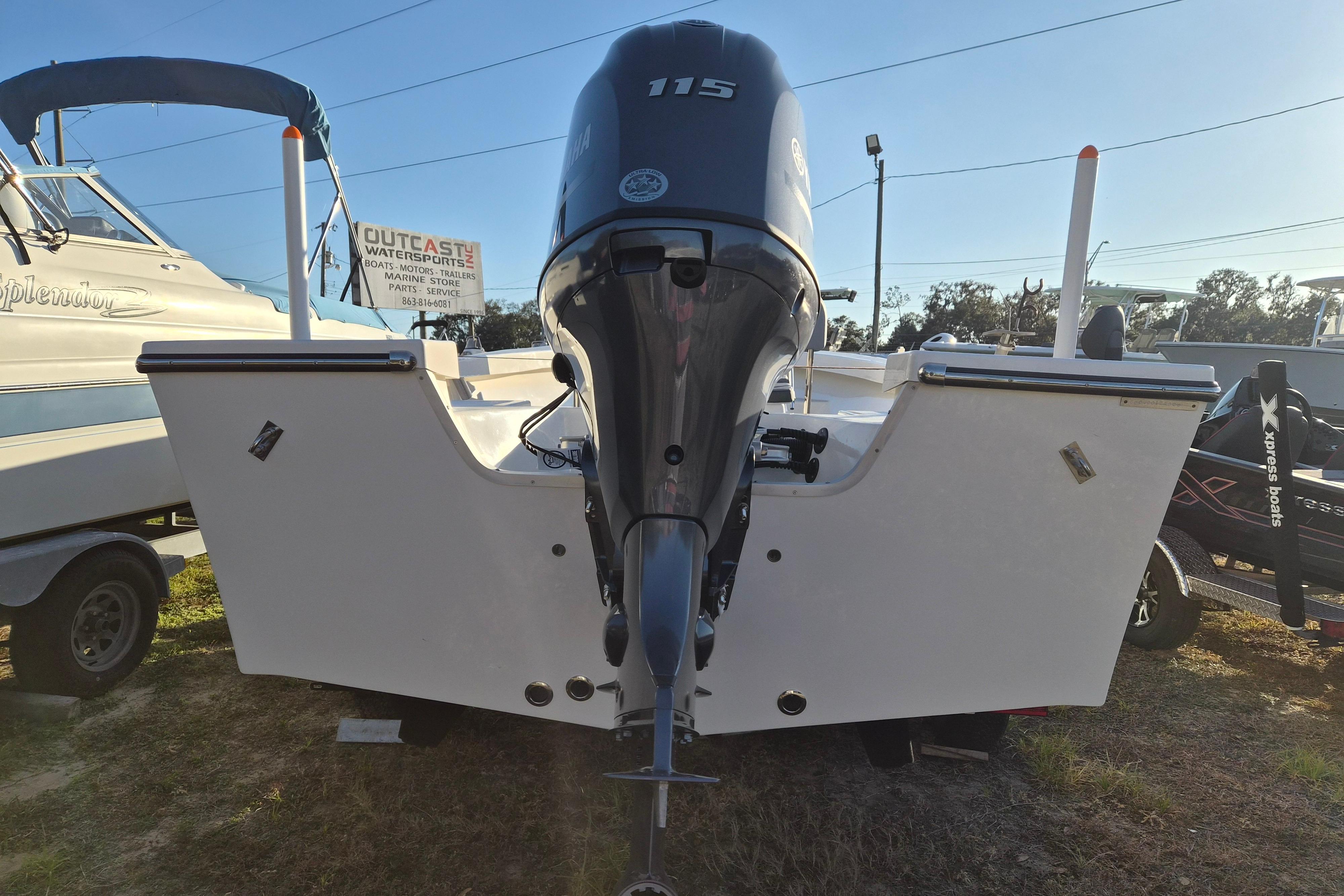 2026 May-Craft 192 boat with 115 HP outboard motor, displayed outdoors.