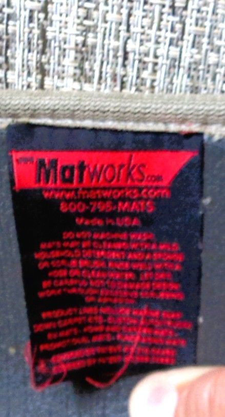 Label from Matworks on a textured fabric background.