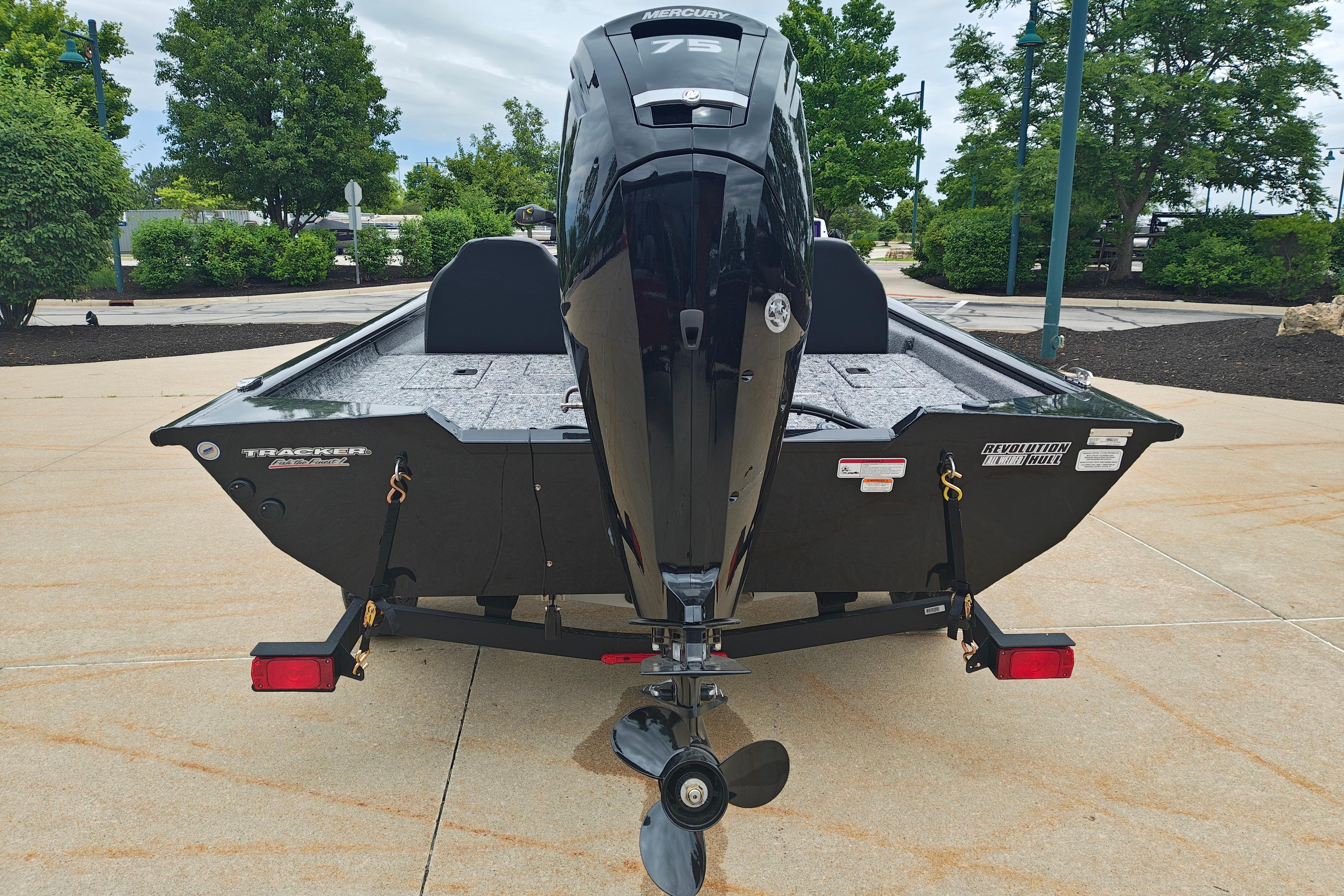 2026 Tracker Pro Team 175 boat with Mercury engine, parked outdoors on a trailer.