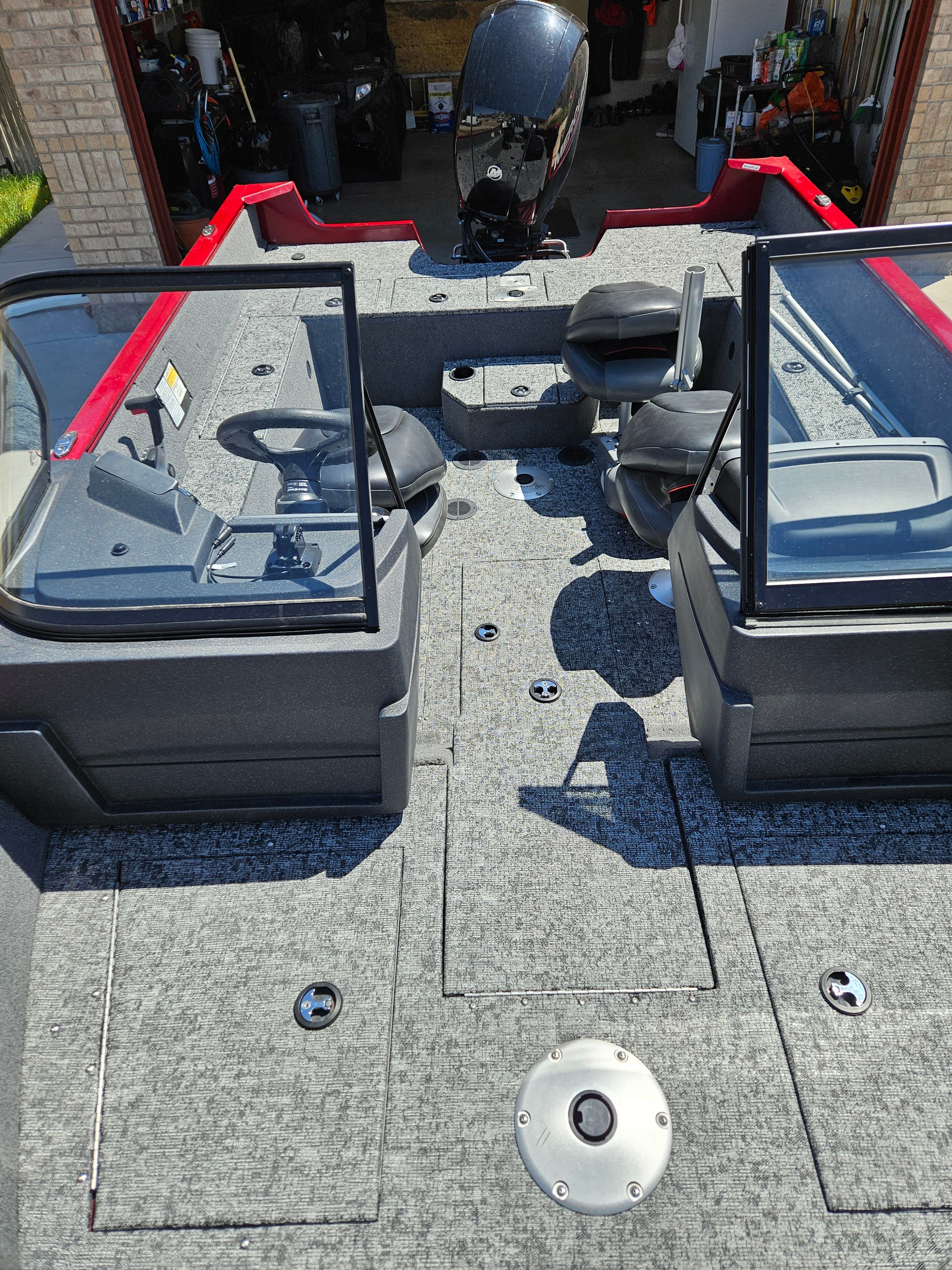 Interior view of a 2021 Tracker Pro Guide V-175 WT boat.