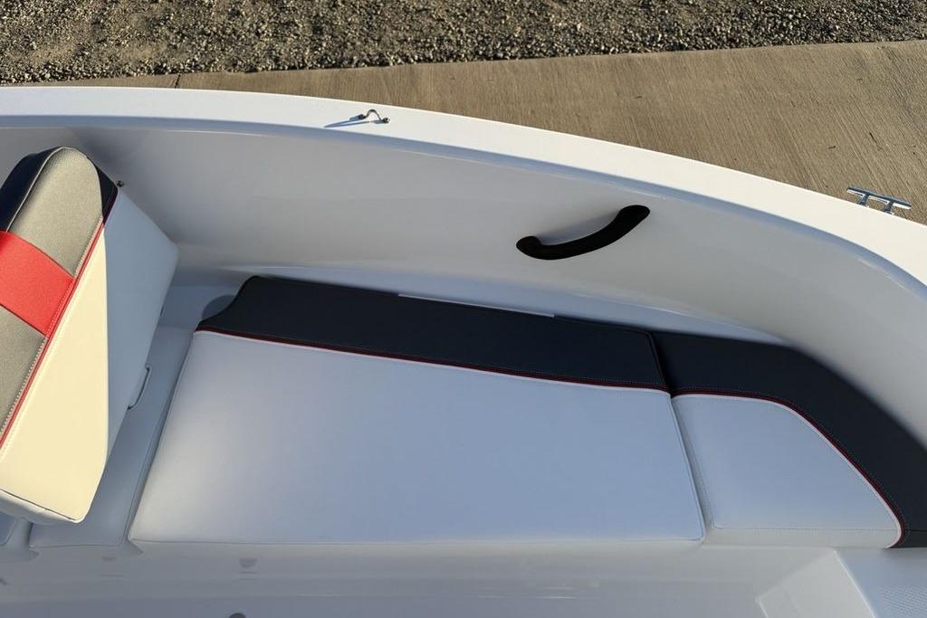 2026 Tahoe T16 boat interior with cushioned seating and sleek design.