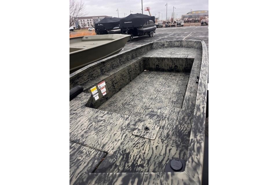 2026 Tracker Grizzly 1650 T Prairie Wings Edition boat with camouflage design.