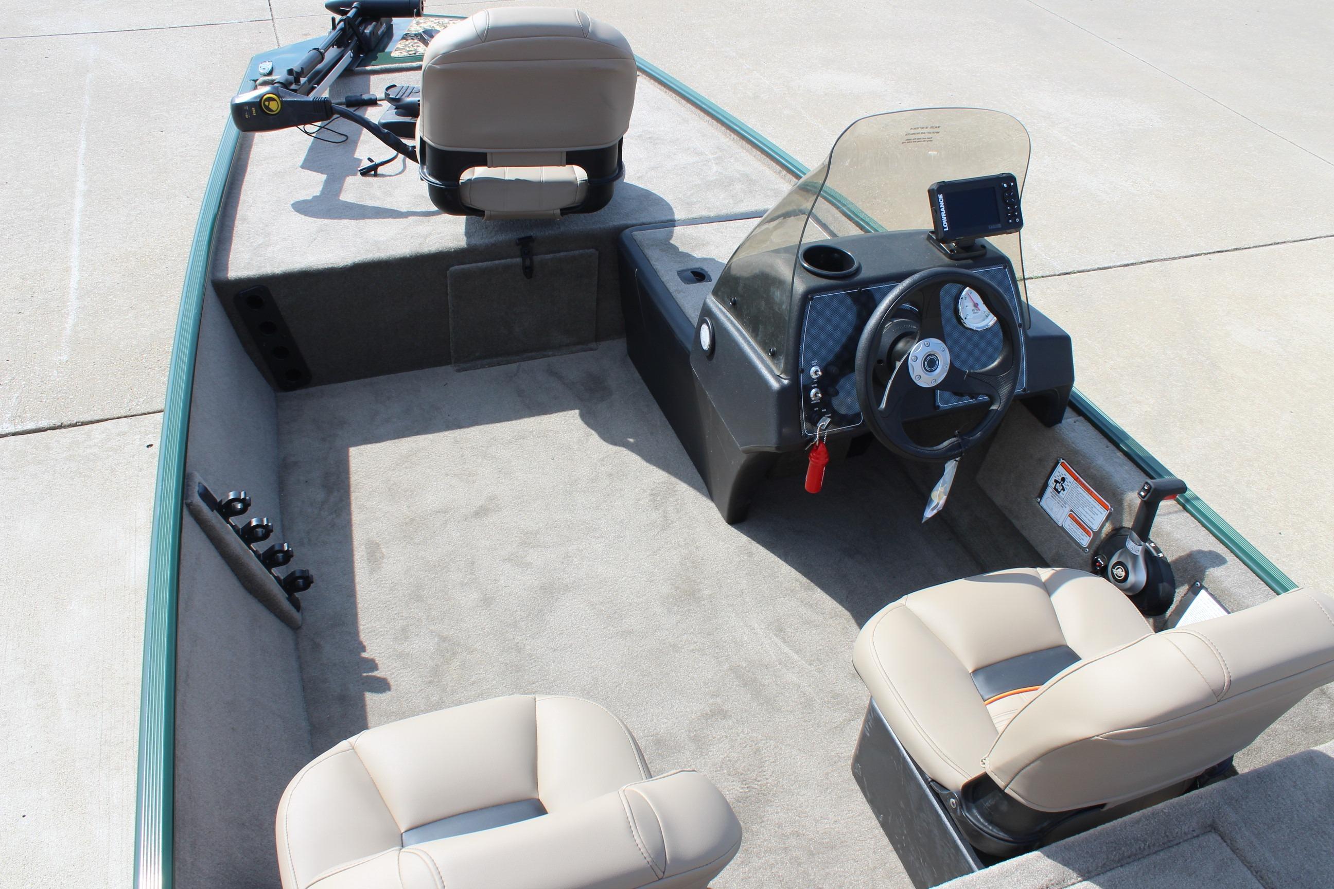 2026 Tracker Bass Tracker Classic Limited boat interior with steering console and seating.