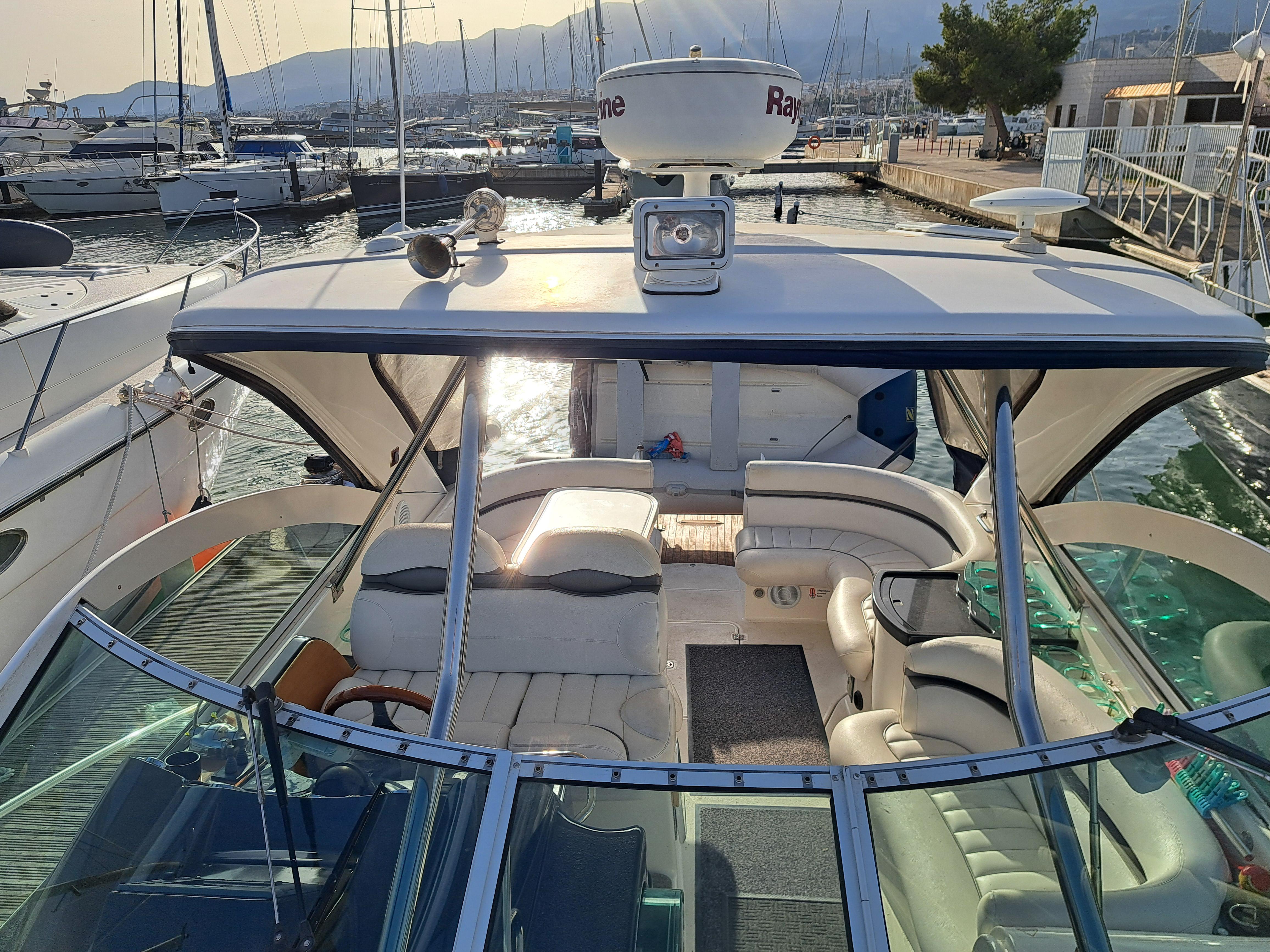 2007 Doral Boca Grande yacht docked at marina, interior view.