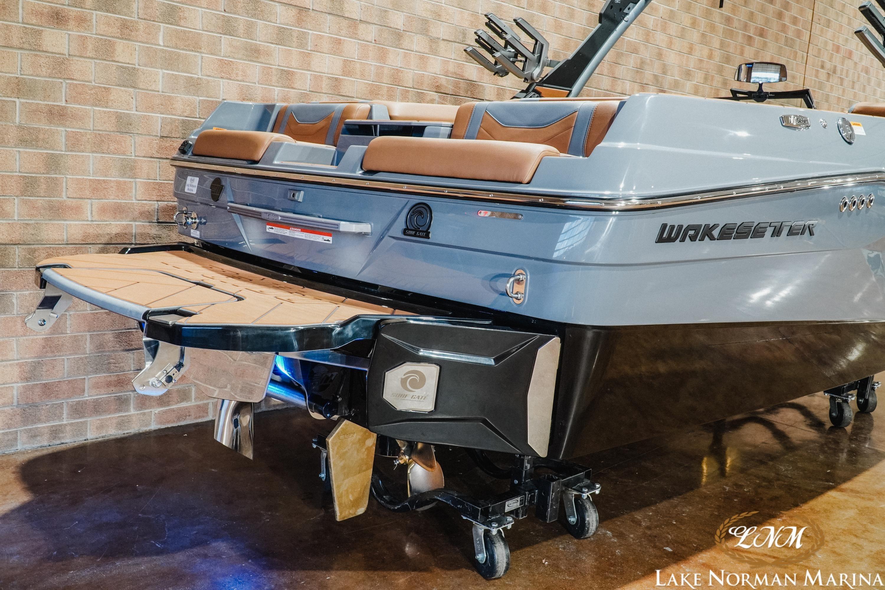 2026 Malibu Wakesetter 23 LSV boat displayed indoors at Lake Norman Marina.